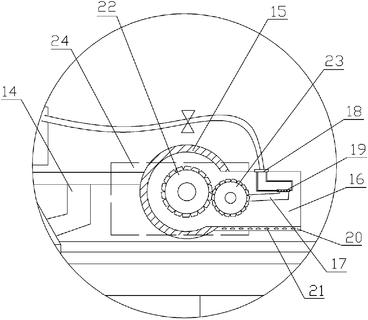 A push wheel type gluing device