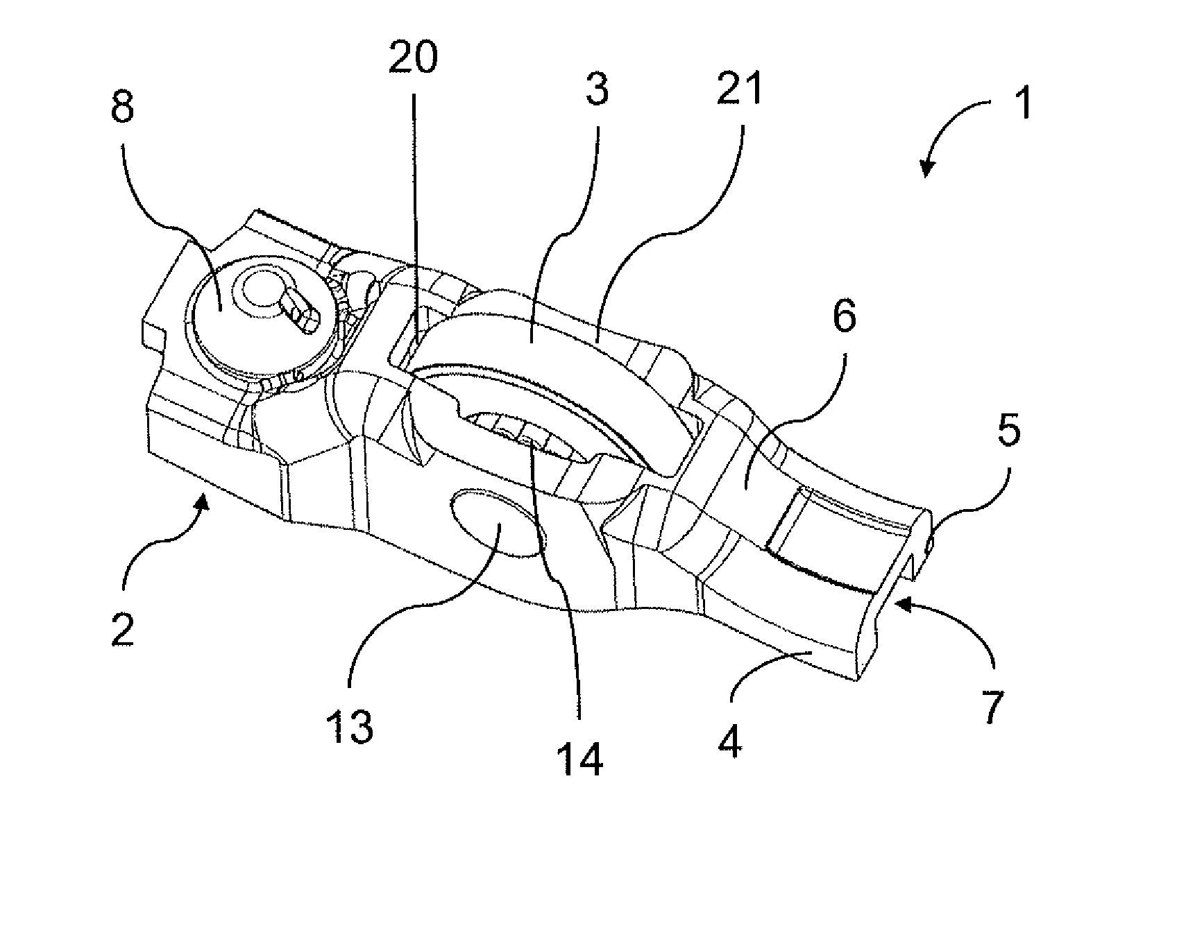 Finger follower lever for actuating a gas exchange valve