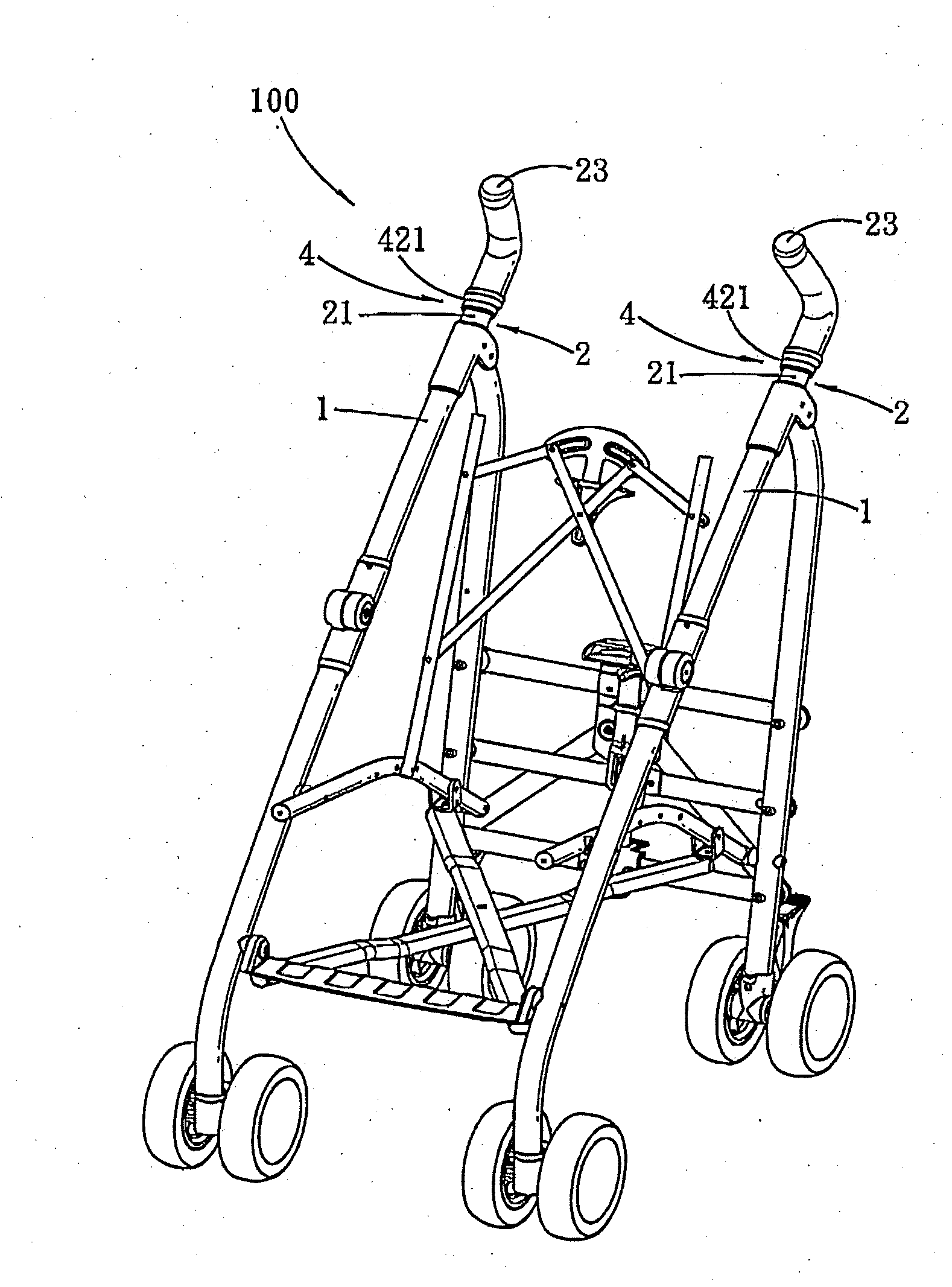 Stroller and handle height adjusting mechanism thereof