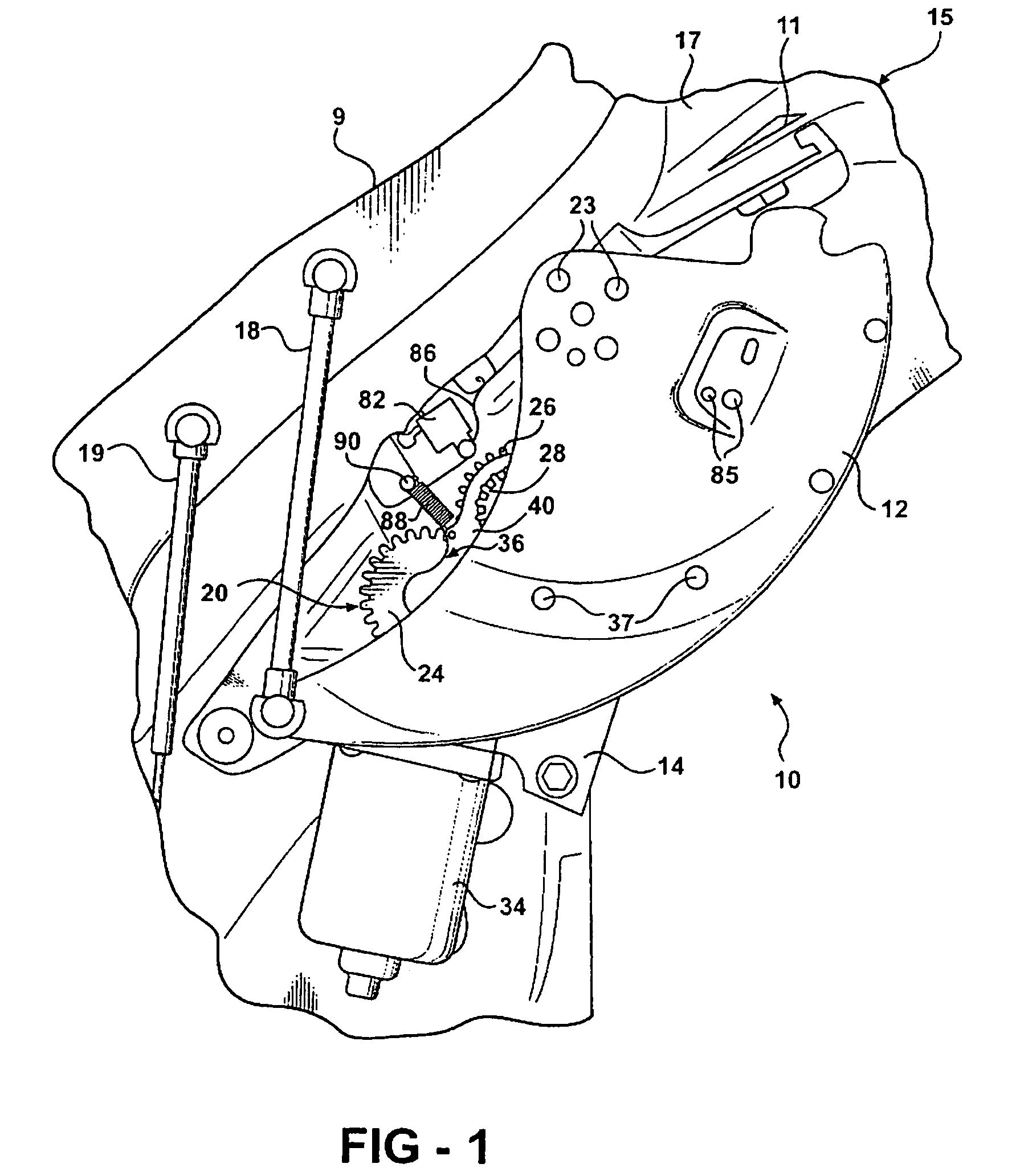 Power drive mechanism for a motor vehicle liftgate having a disengageable gear train