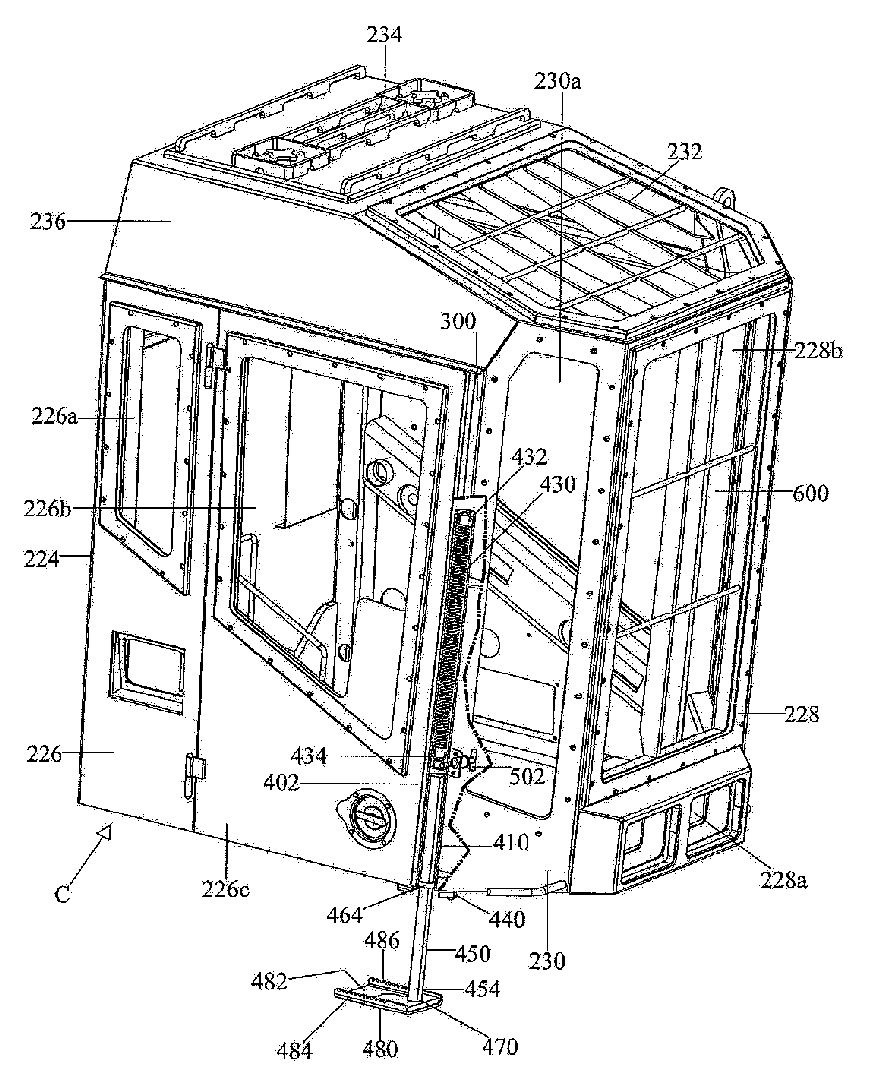 Retractable step for cab of mobile machine