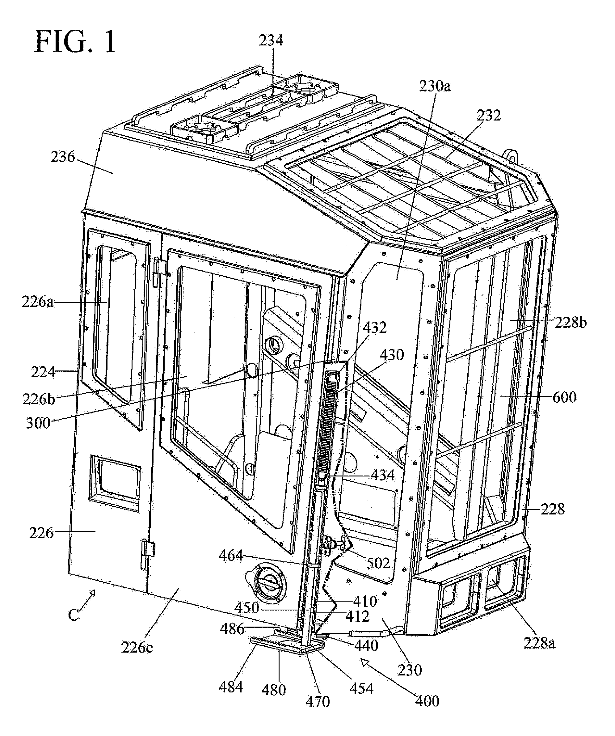 Retractable step for cab of mobile machine