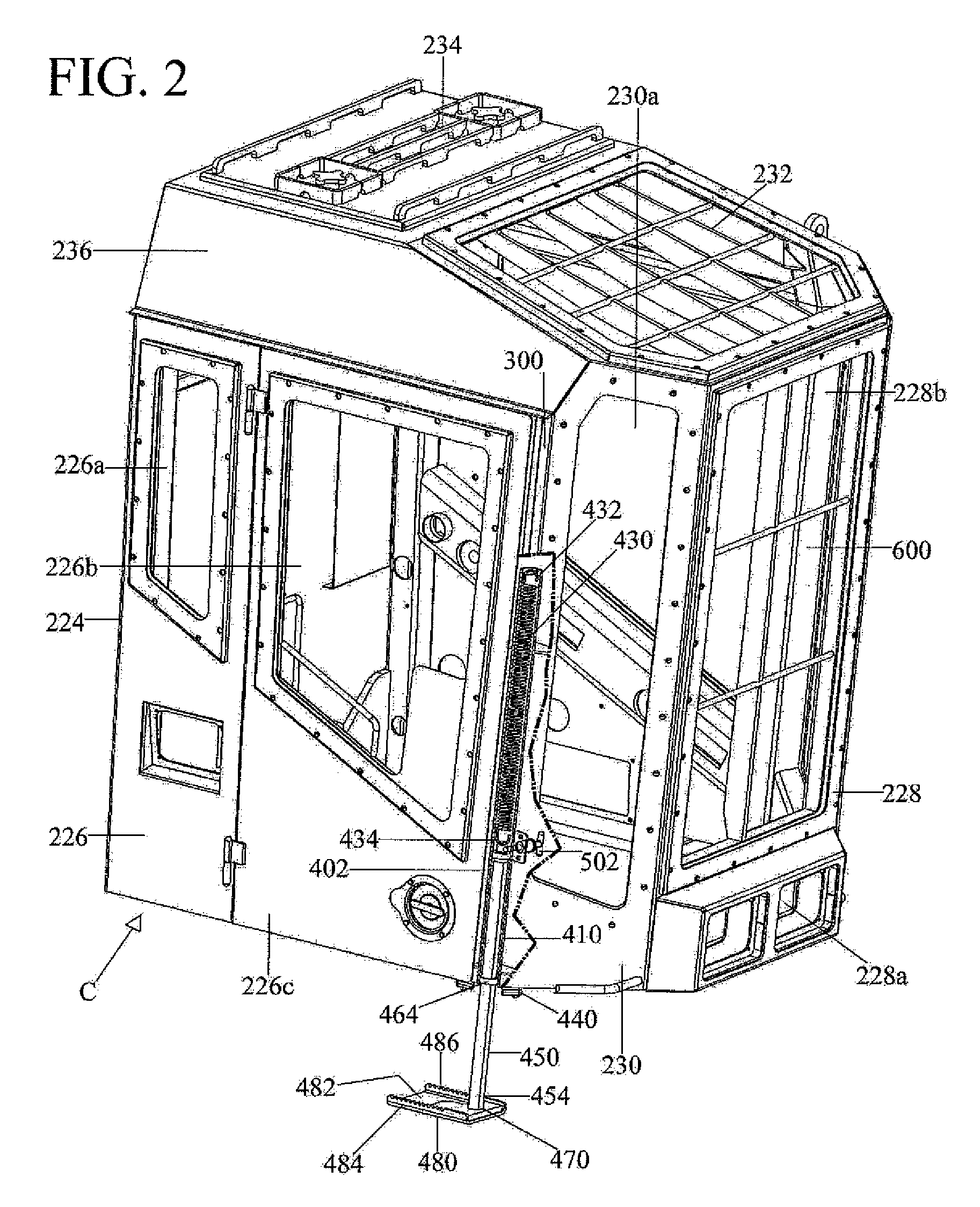 Retractable step for cab of mobile machine