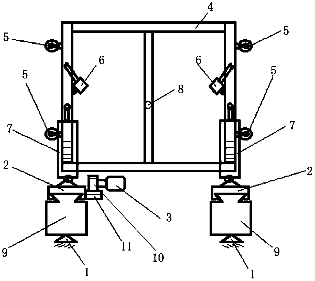 An automatic clamping and conveying device for the underbody of a vehicle body