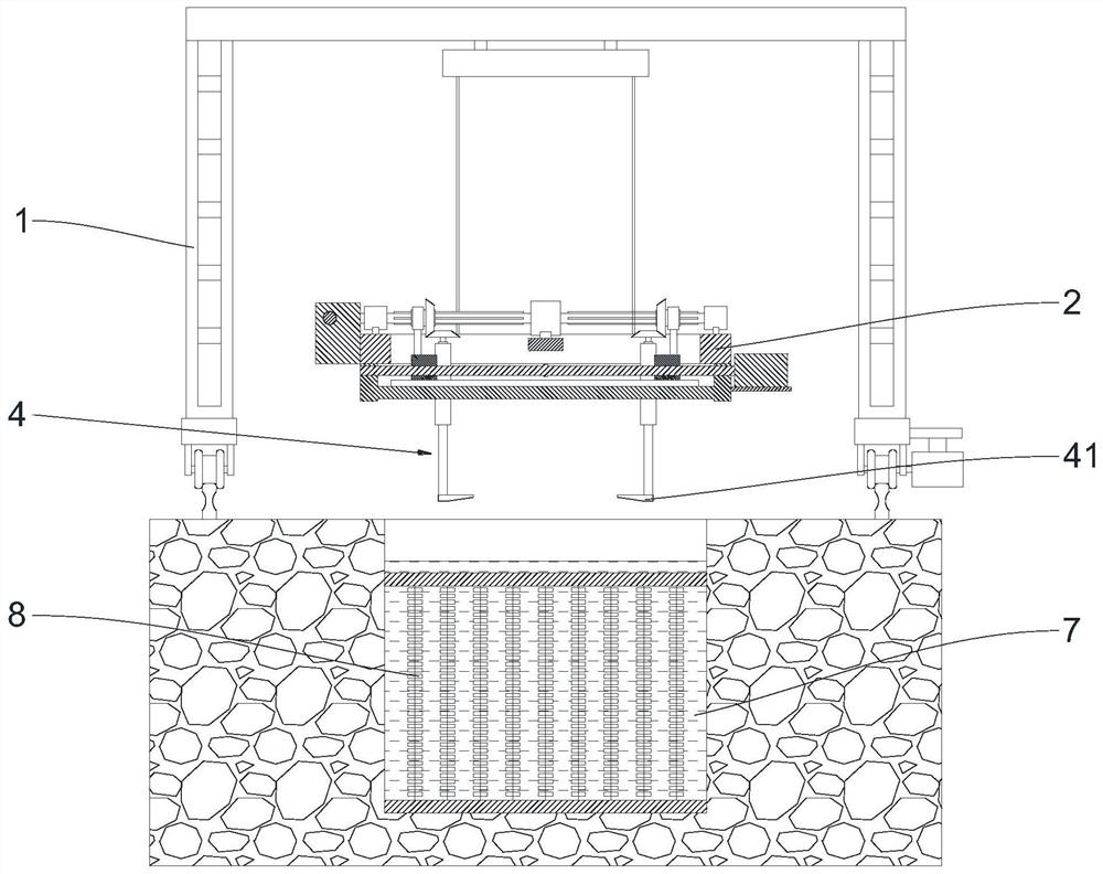 Biological rope filler frame transferring device for tail water ectopic treatment