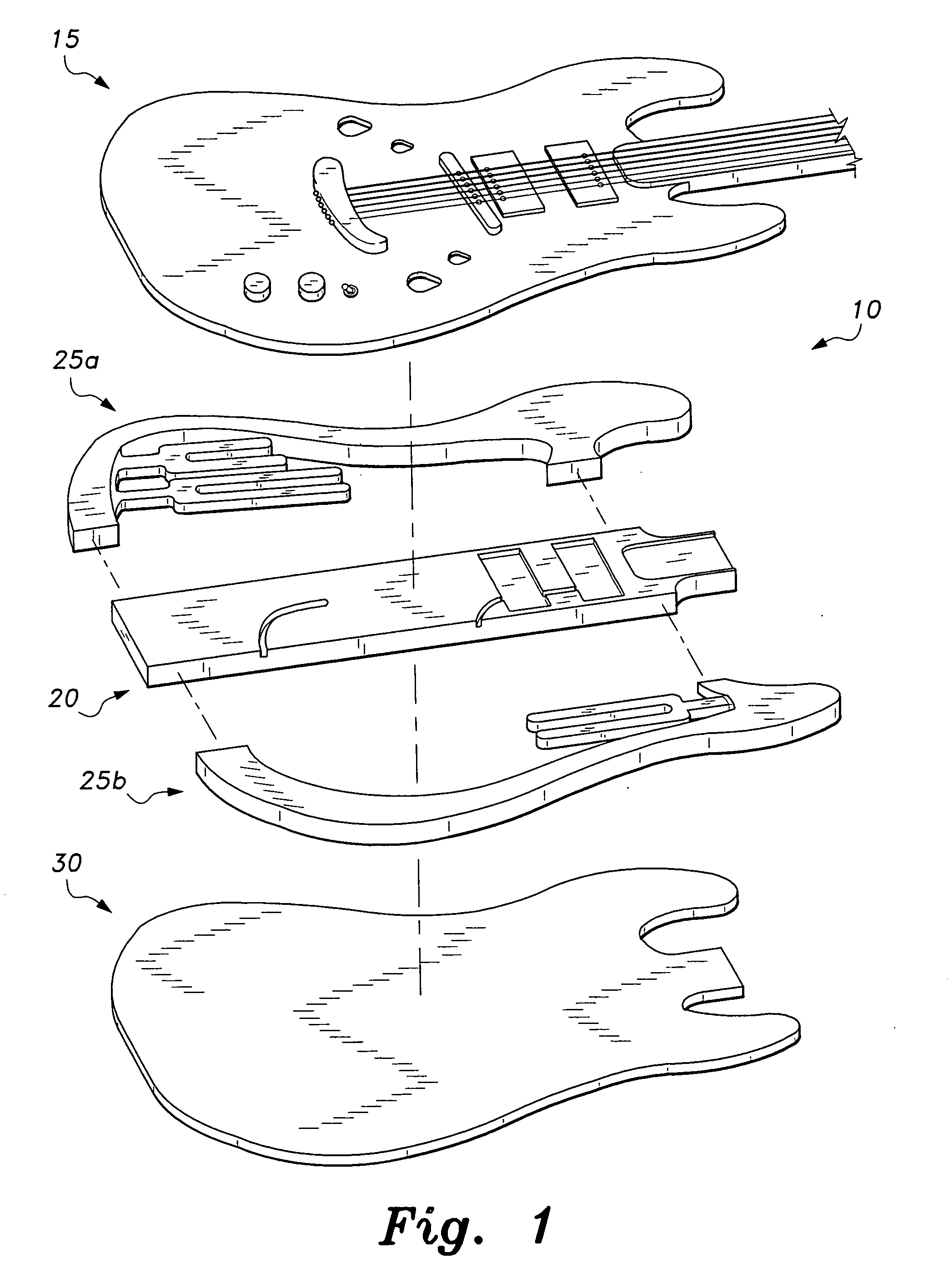 Semi-hollow body for stringed instruments