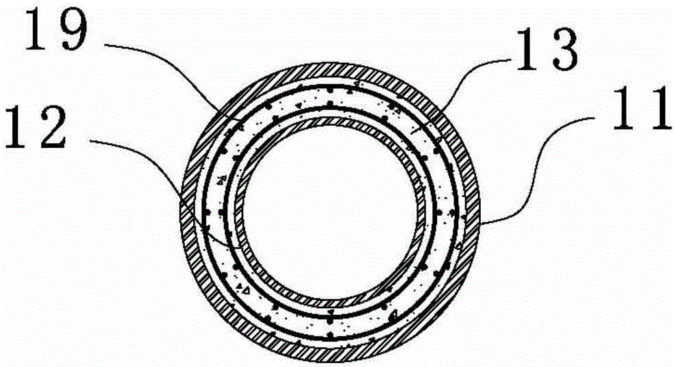 On-sea sandwich steel pipe pile foundation and construction method