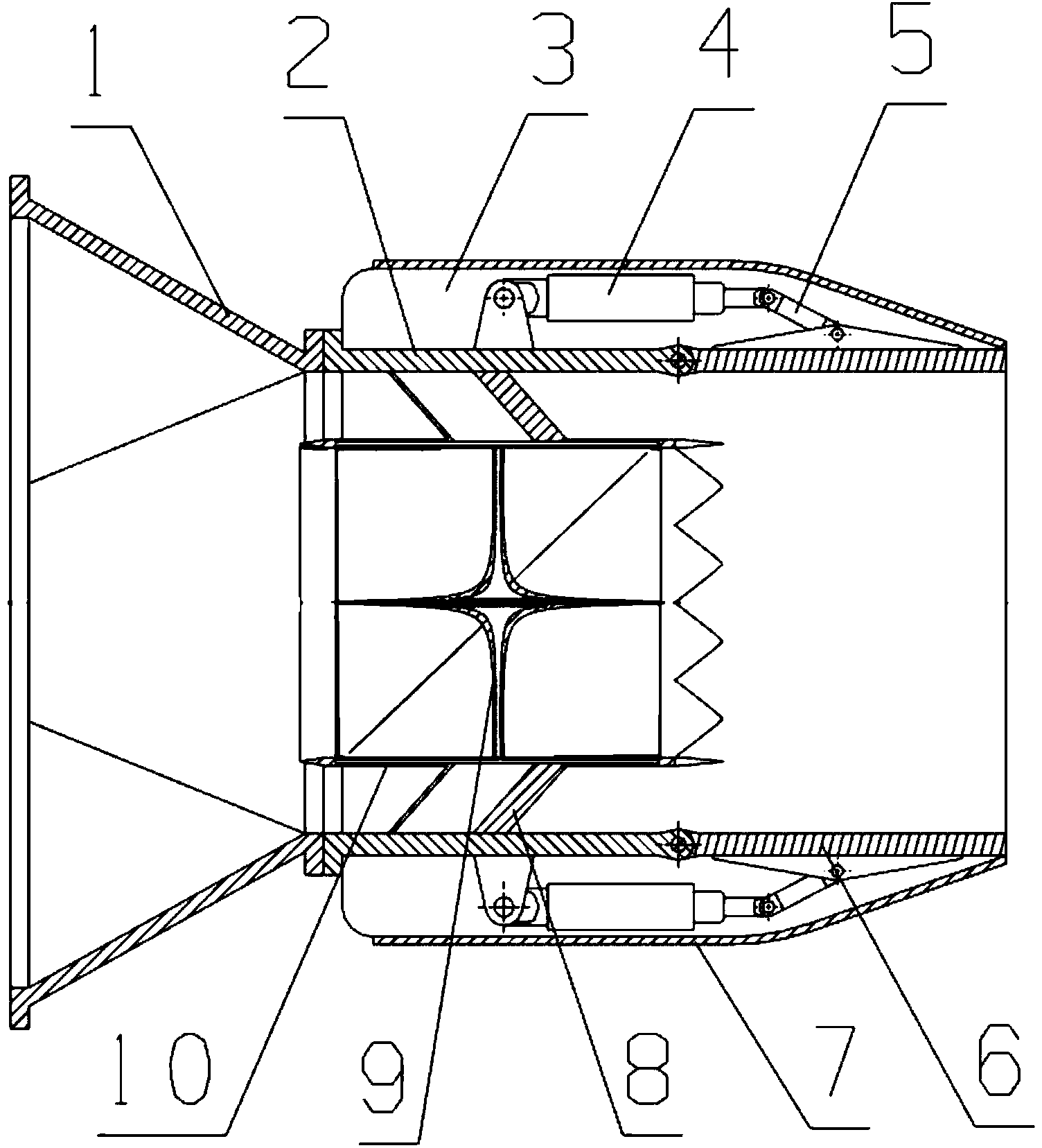 Novel two-dimensional adjustable contracting nozzle