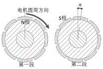 Segmented inclined-pole rotor and motor comprising same