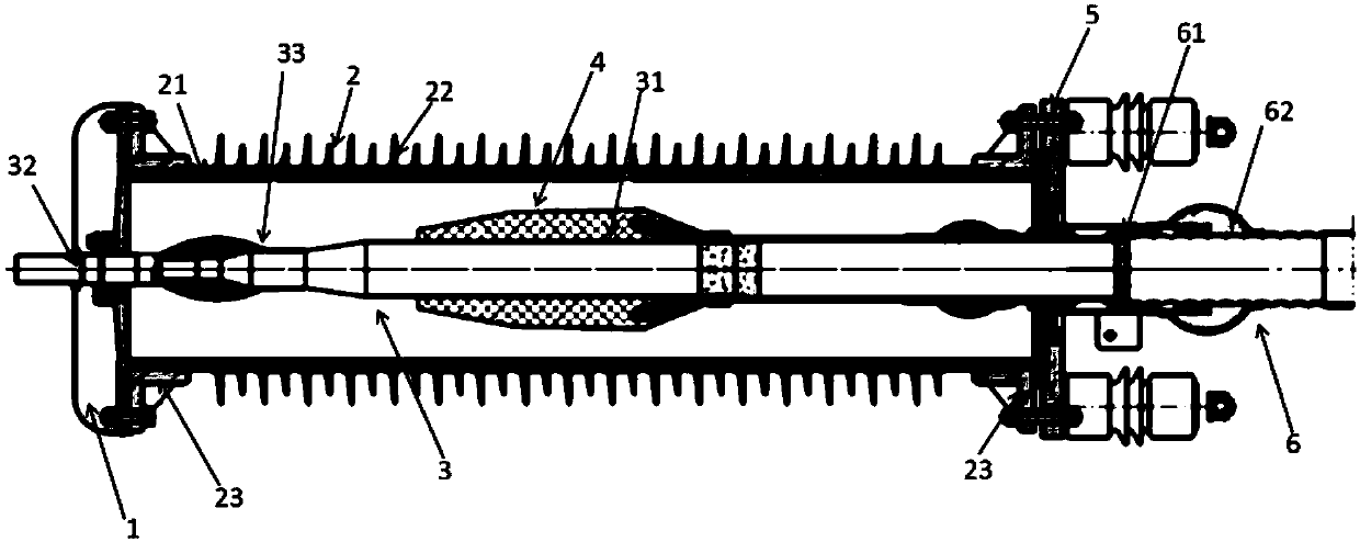 A composite bushing assembly used in the teaching of power transmission high-voltage cable joints