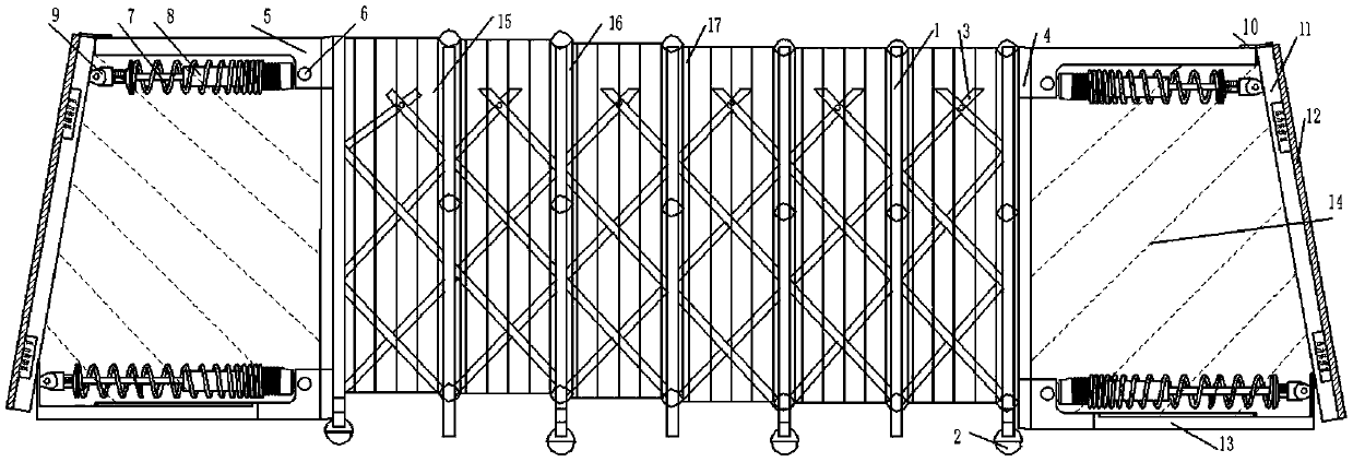 Foldable rapid plugging device for trapezoidal roadway