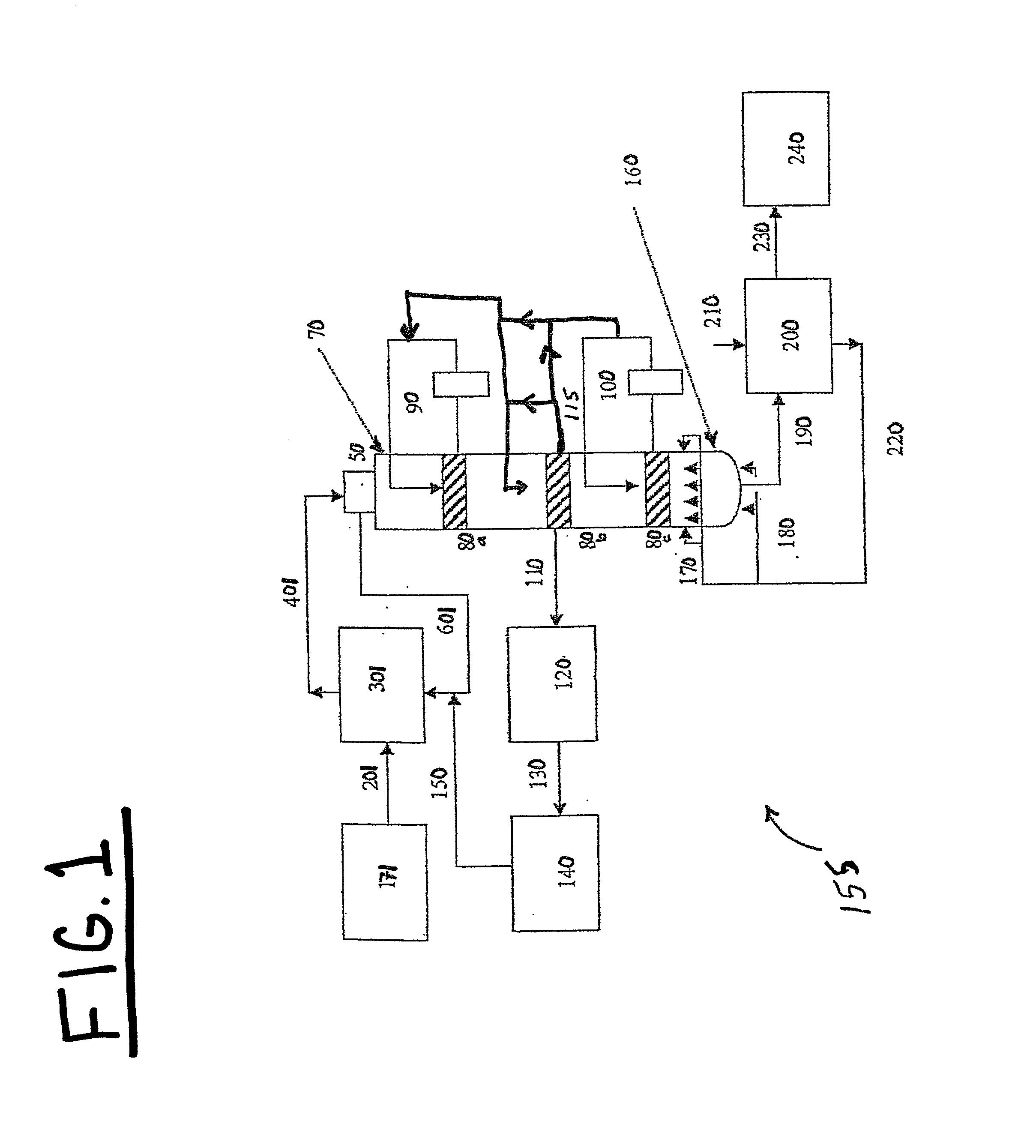 Process and configuration for providing external upflow/internal downflow in a continuous digester