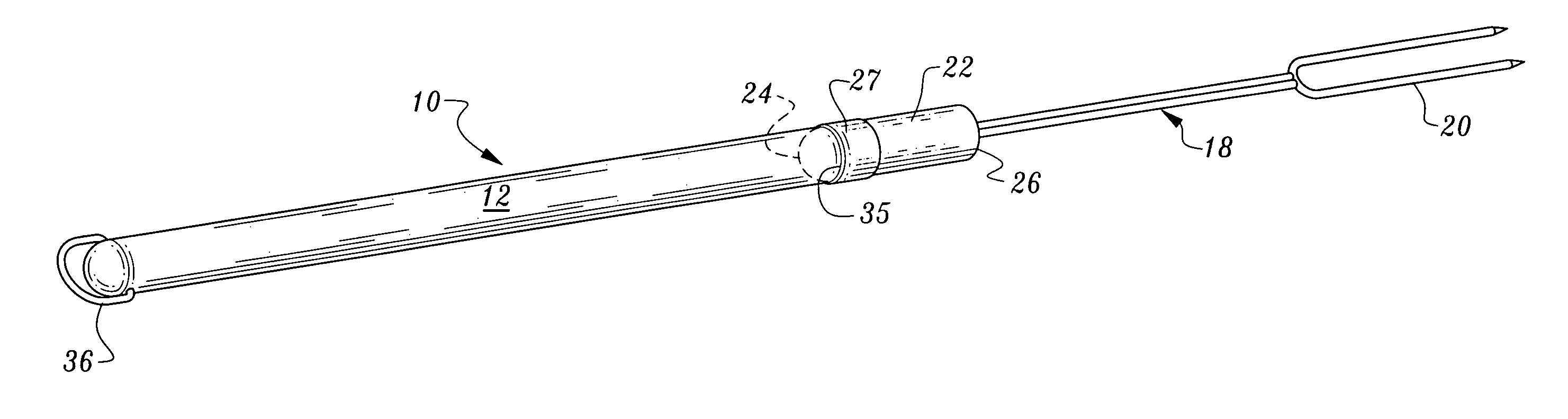 Cooking implement with handle storage feature