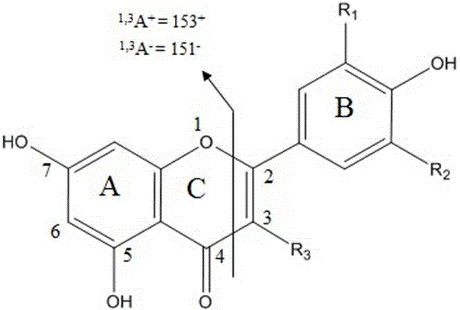 Method used for separating and identifying flavonoid matters in tobacco by adopting liquid chromatography-mass spectrography