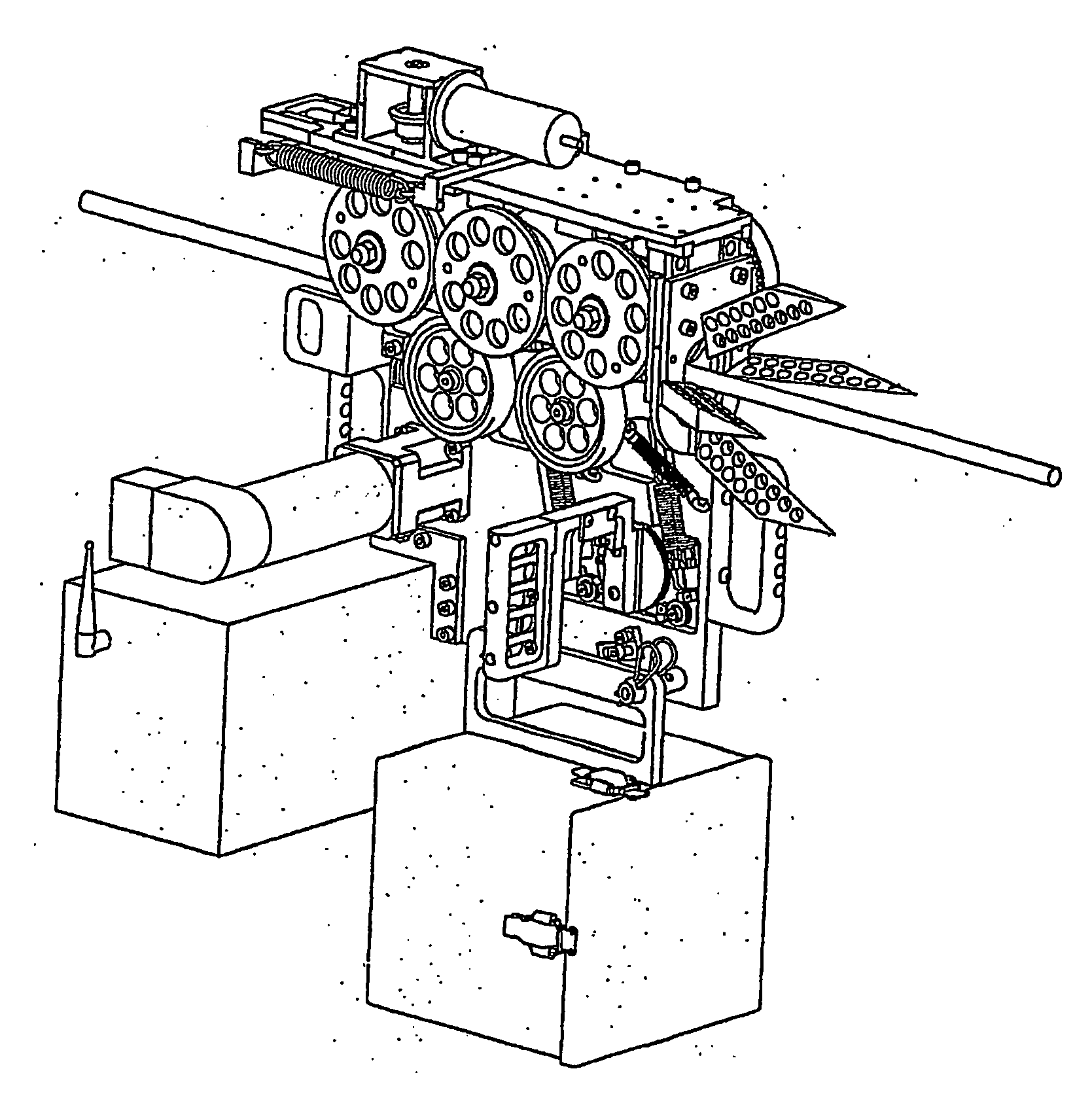 Remote-controlled vehicle which travels on conductors and which can pass over obstacles by means of temporary support rotors