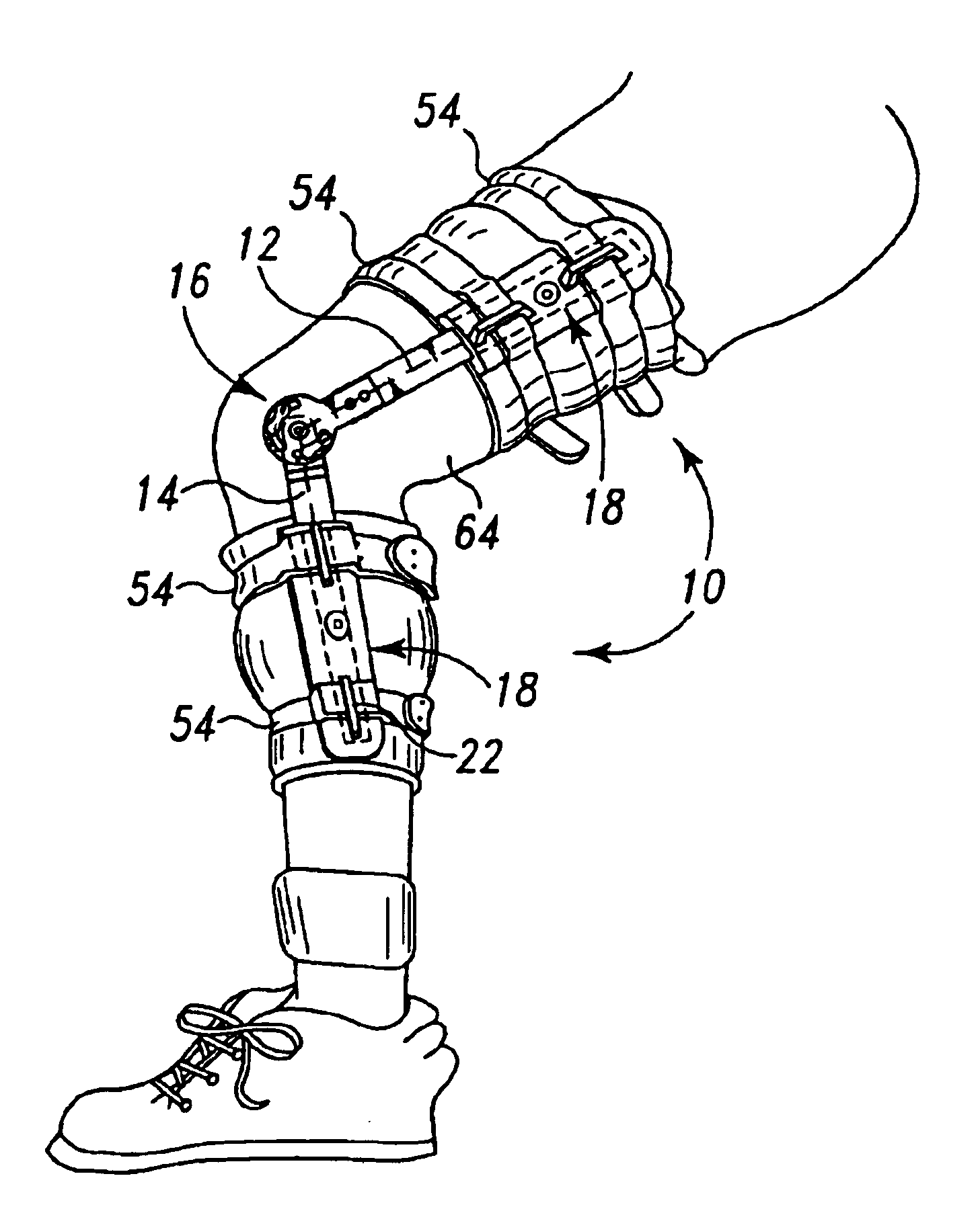 Orthopaedic brace having a range of motion hinge with an adjustable-length strut