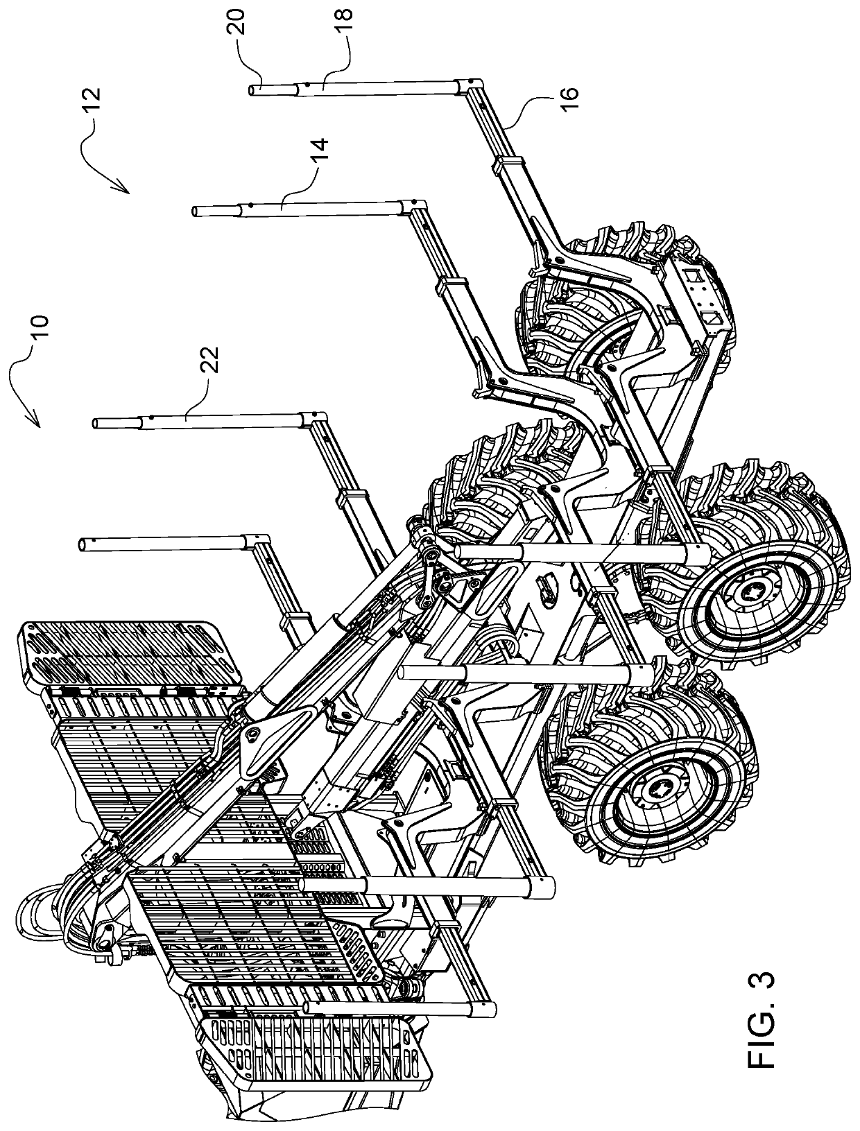 Support arm for a load bunk of a vehicle