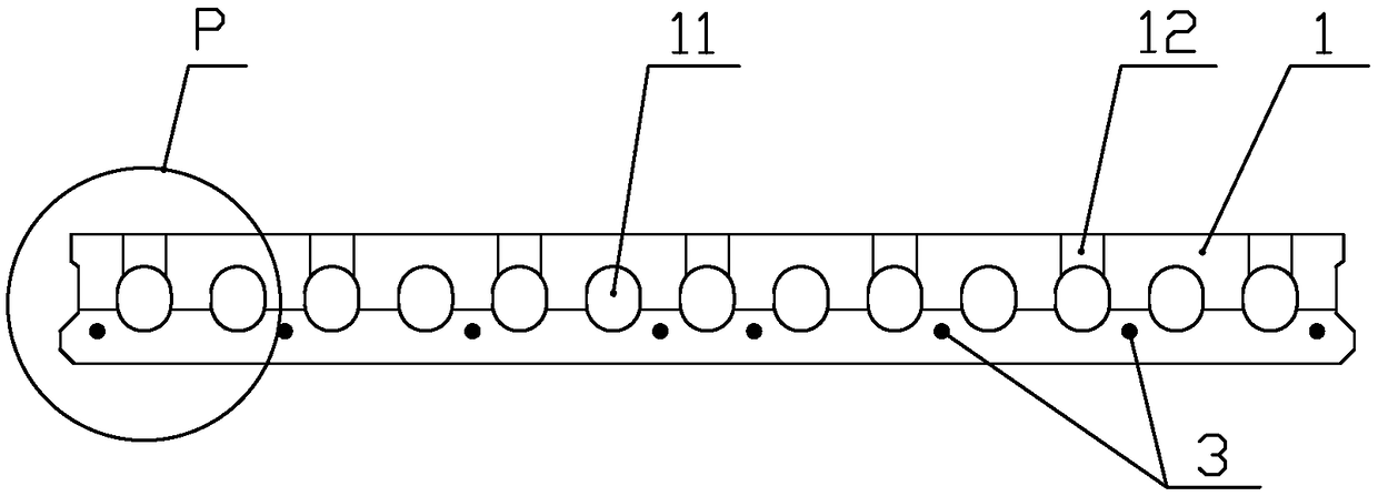 One-way prefabricated hollow slab with gradient cross section for composite slab of set block building