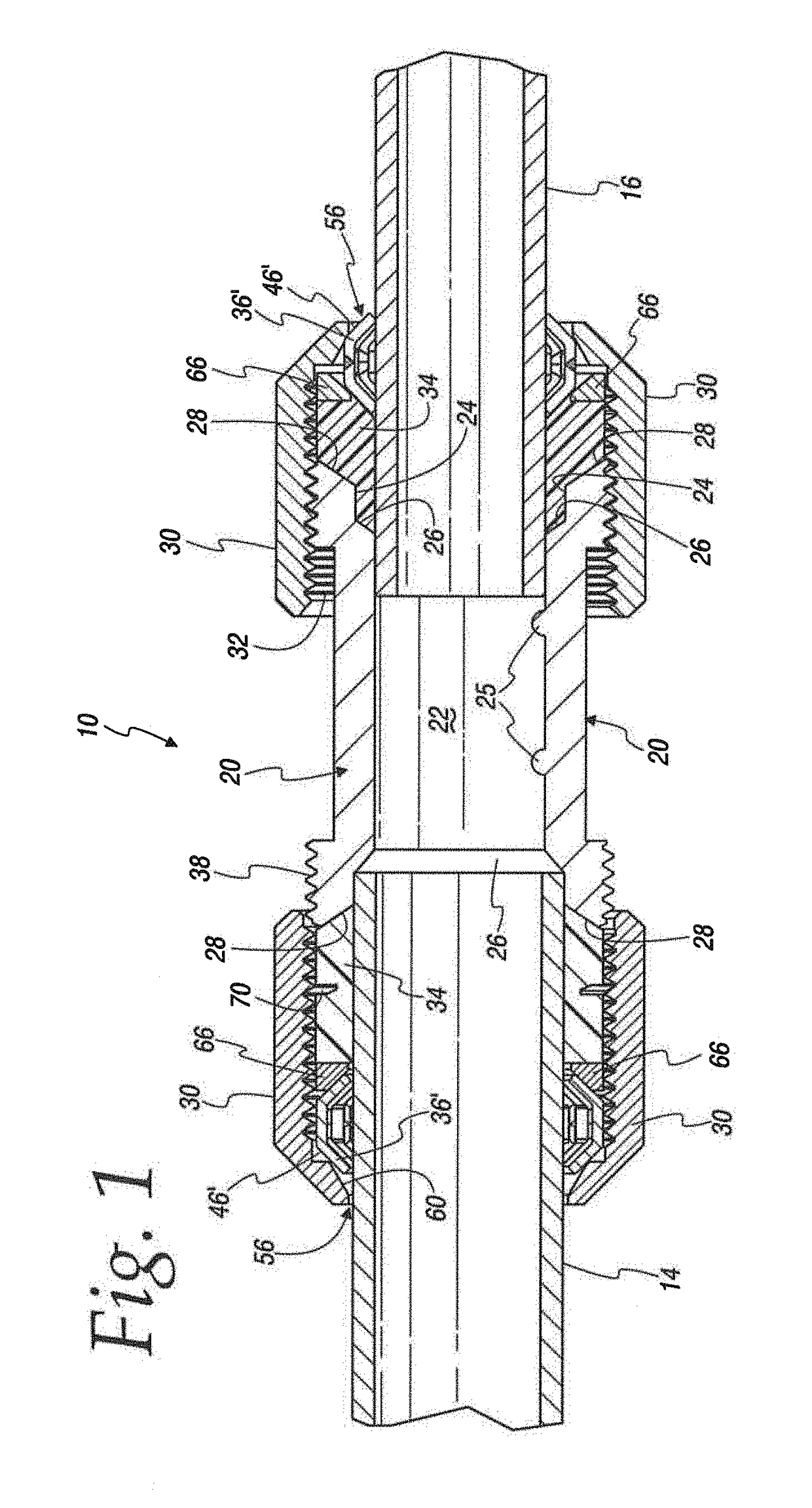 Compression pipe fitting with wide range grip rings