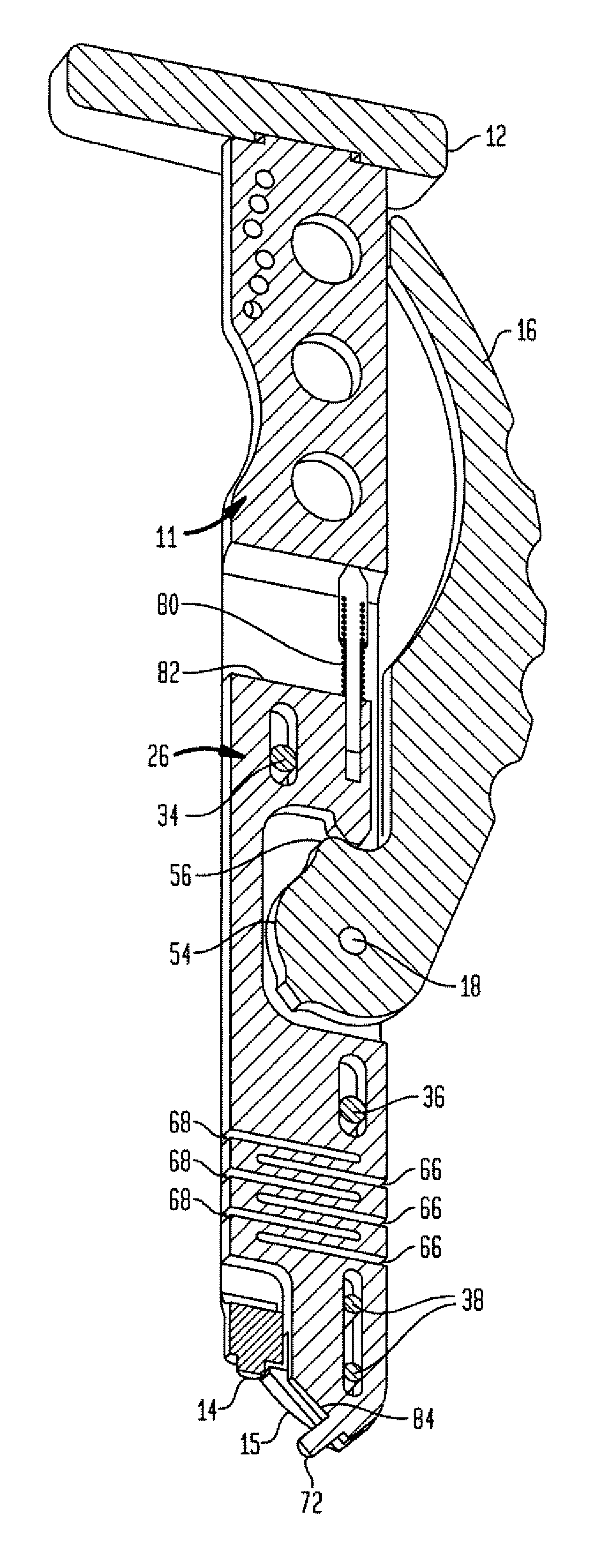 Broach handle with flexure spring