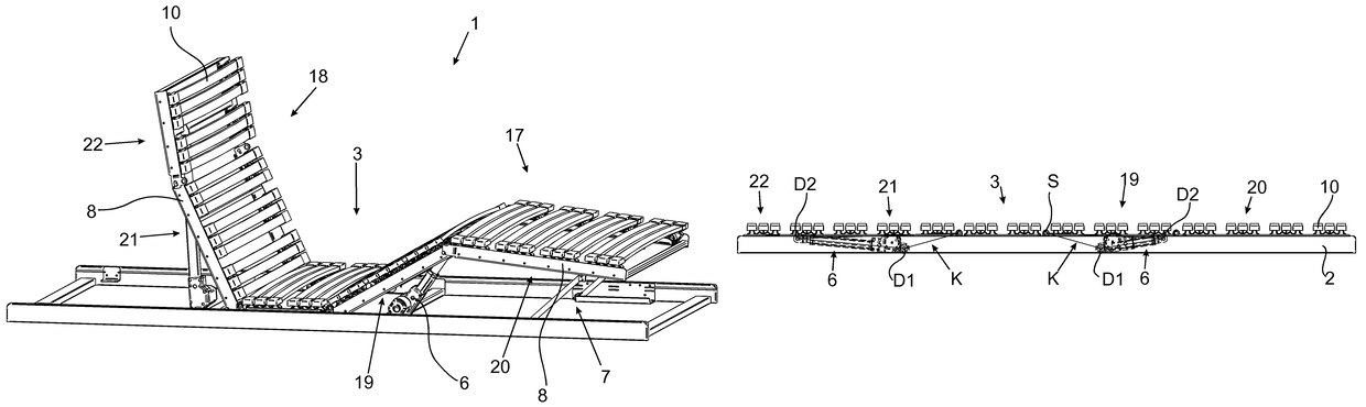 Slatted bed base