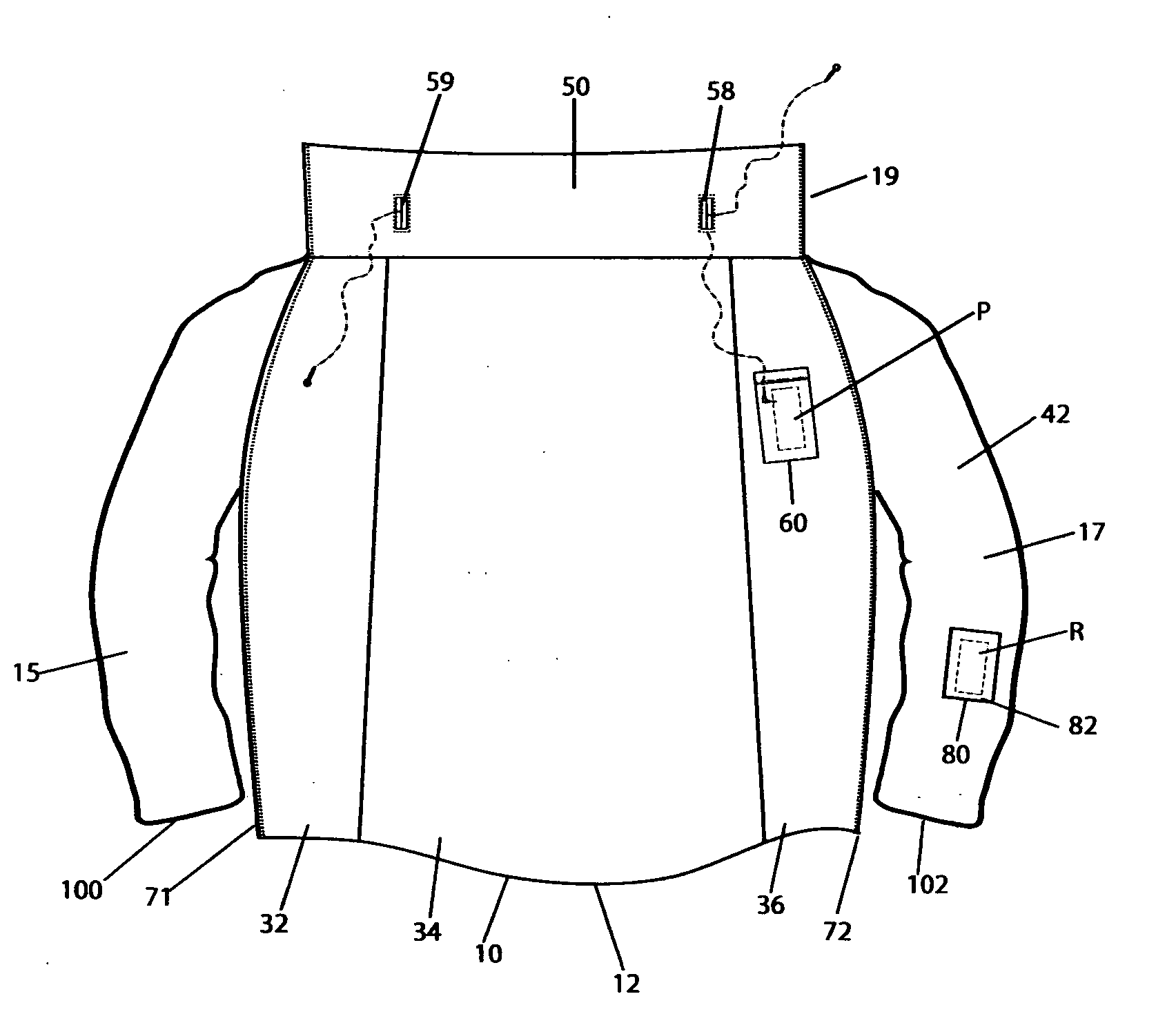 Jacket or pullover for MP3 player with wireless remote control