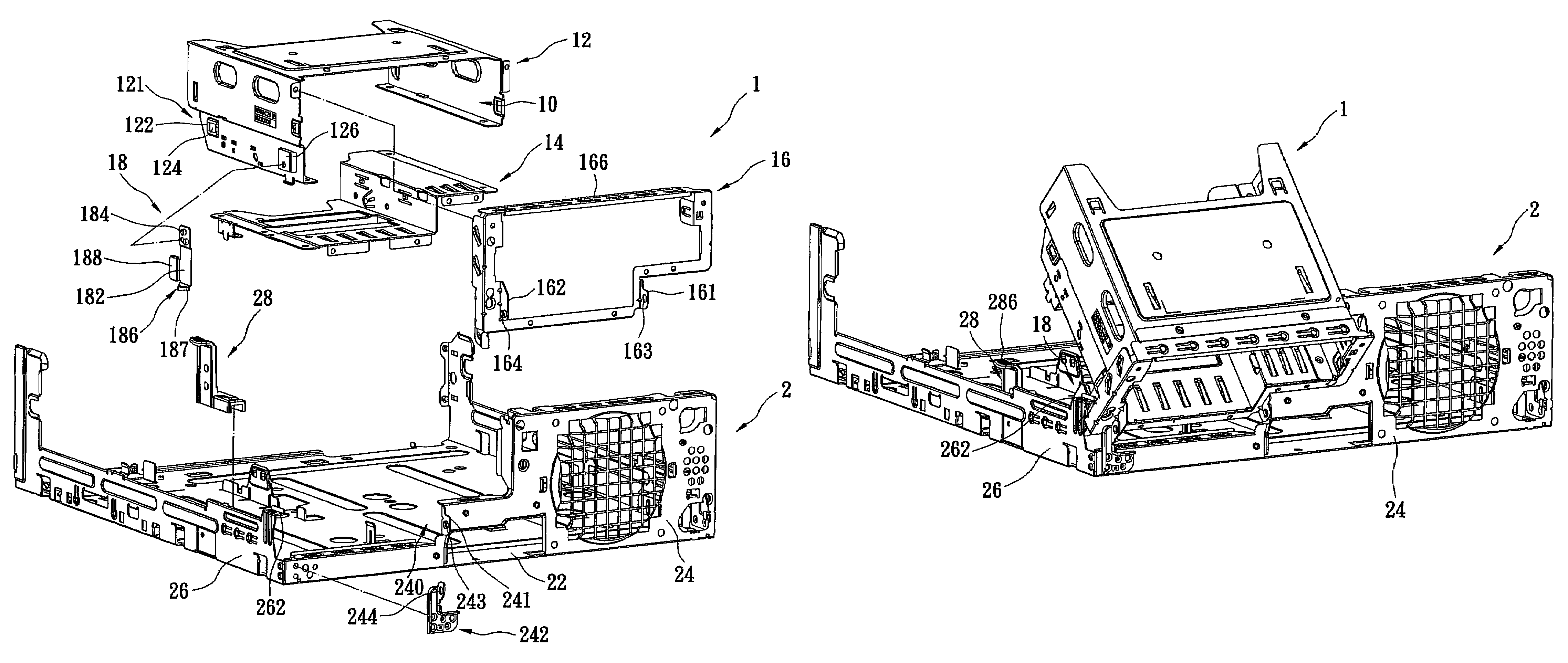 Rotational retaining mechanism for storage device