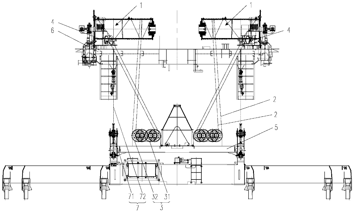 Anti-rolling winding device and tire type container gantry crane