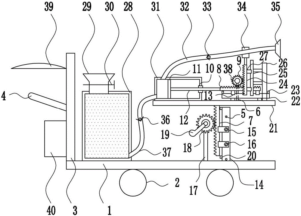 Efficient liquid nitrogen fertilizer spraying device for forage grass in animal husbandry