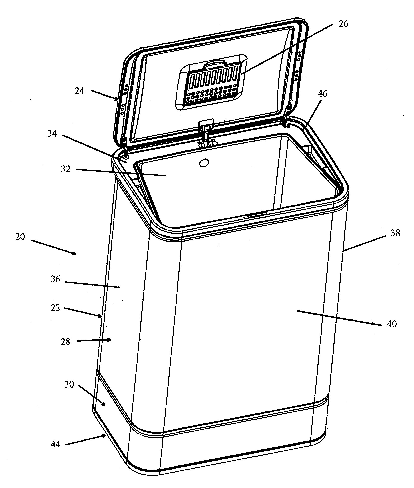 Trash cans with variable gearing assemblies