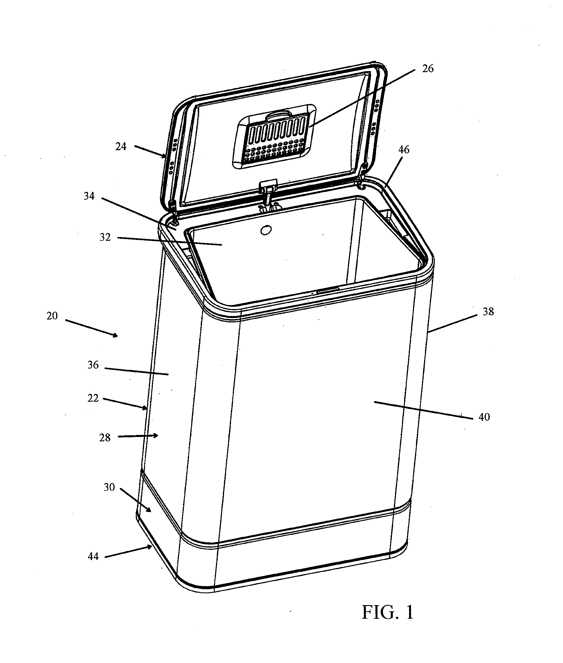 Trash cans with variable gearing assemblies