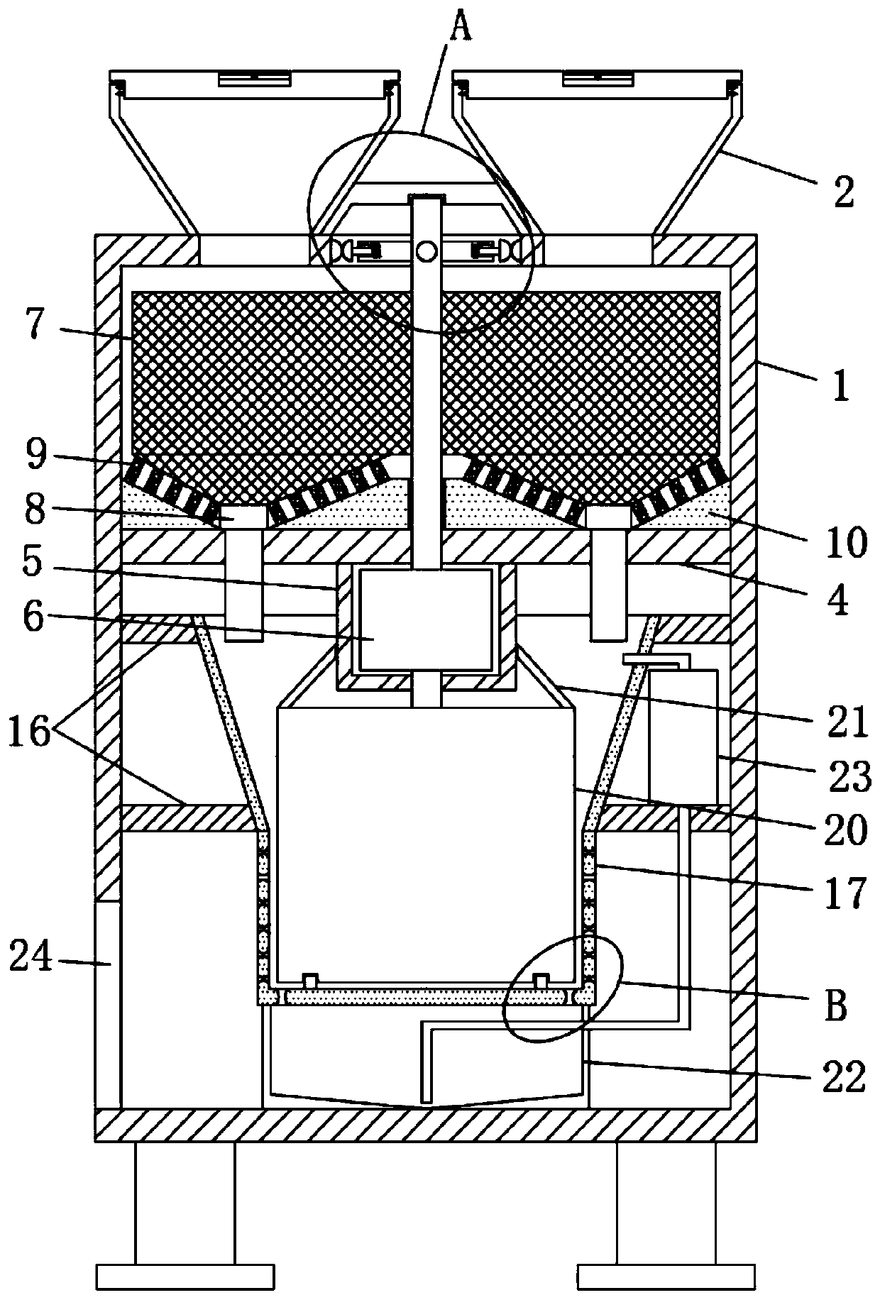 Granulator for preventing pig feed from being clamped in gaps and operation method thereof