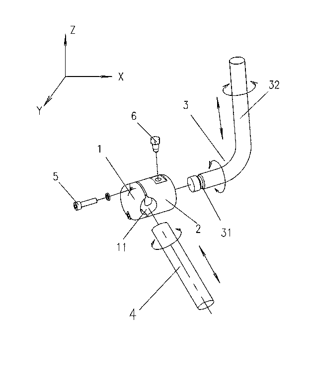 Adjustable mirror rod with multiple degrees of freedom