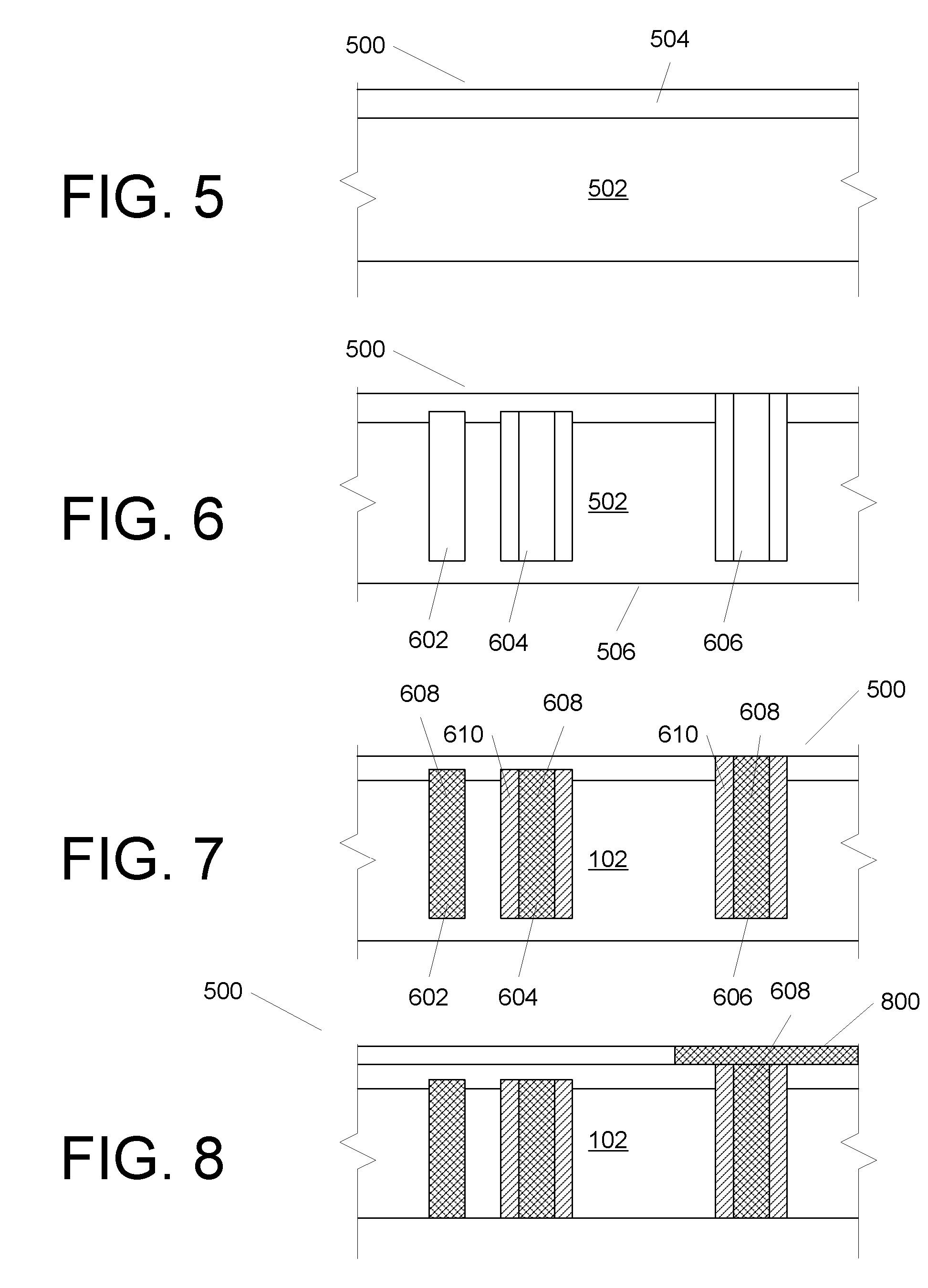 Front-end processed wafer having through-chip connections