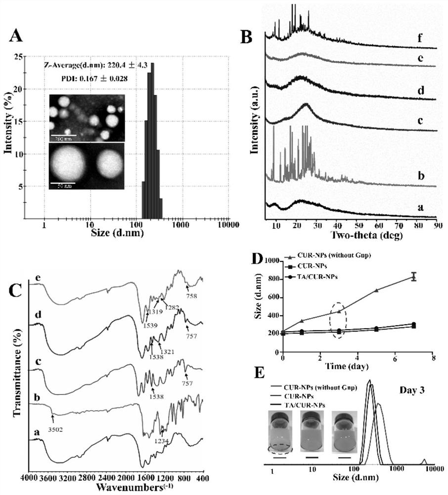 A kind of tannic acid curcumin nanoparticle and its preparation method and use