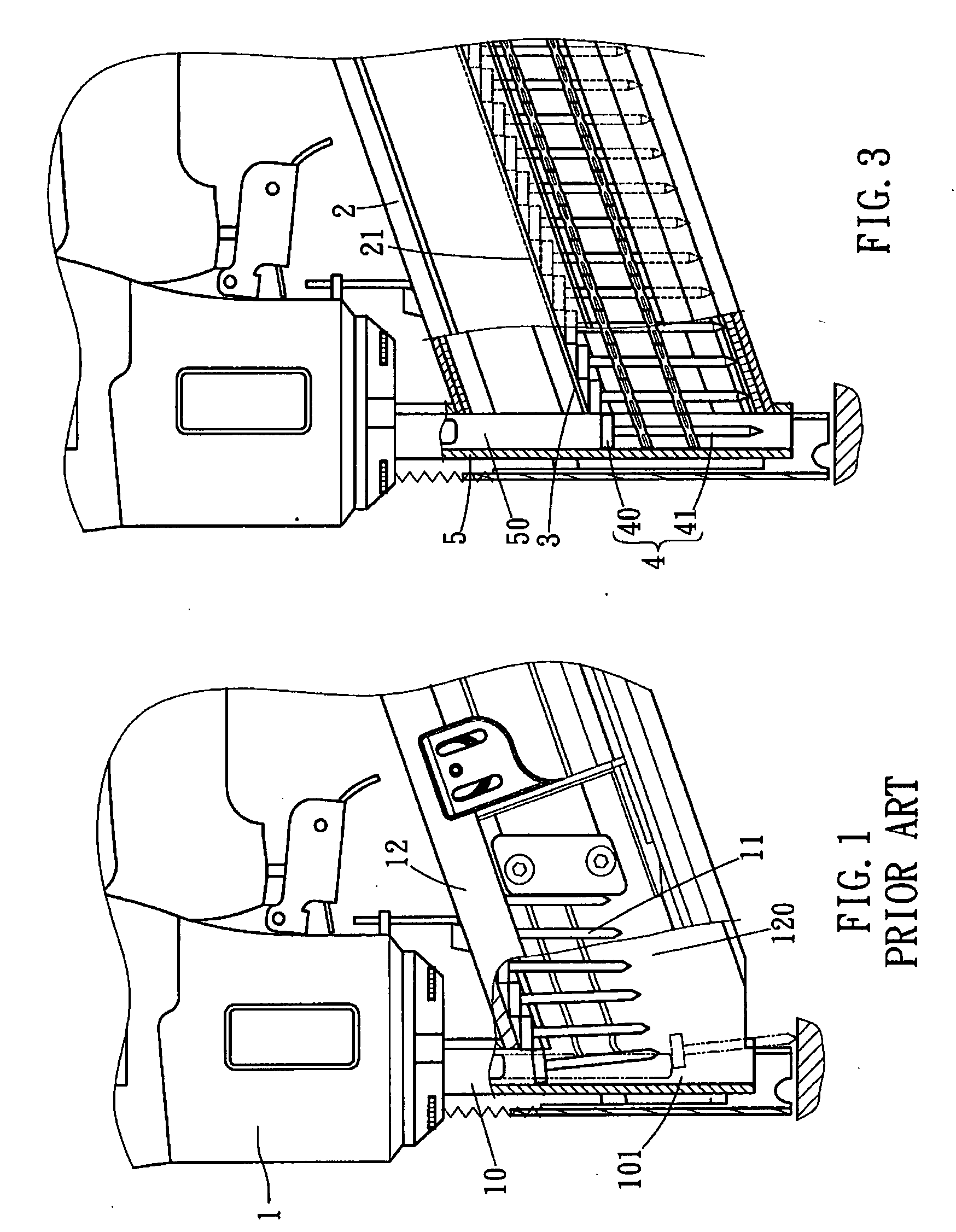 Magazine for receiving nails of different lengths