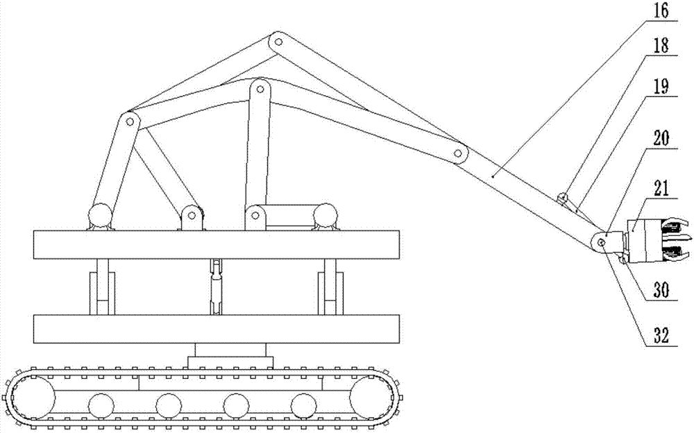 Tilting-type servo hybrid-drive three-configuration metamorphic pruning and tree-felling robot