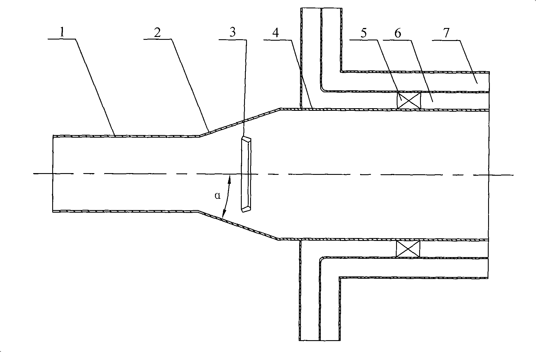 Low-resistance and low-NOx rotational flow coal powder burner with divergent segment