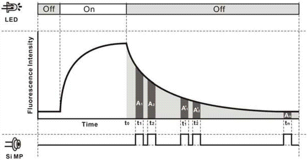 Water body dissolved oxygen concentration measuring method based on time domain fluorescence lifetime technology