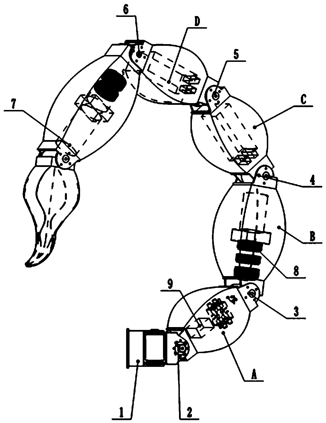 Multi-joint bionic diploe with autonomous hydraulic distribution power