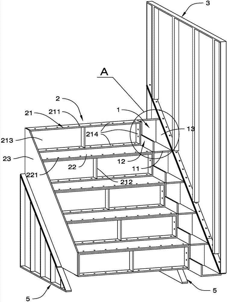 Stair connecting piece, manufacturing method, aluminum formwork system utilizing stair connecting pieces and stair construction method