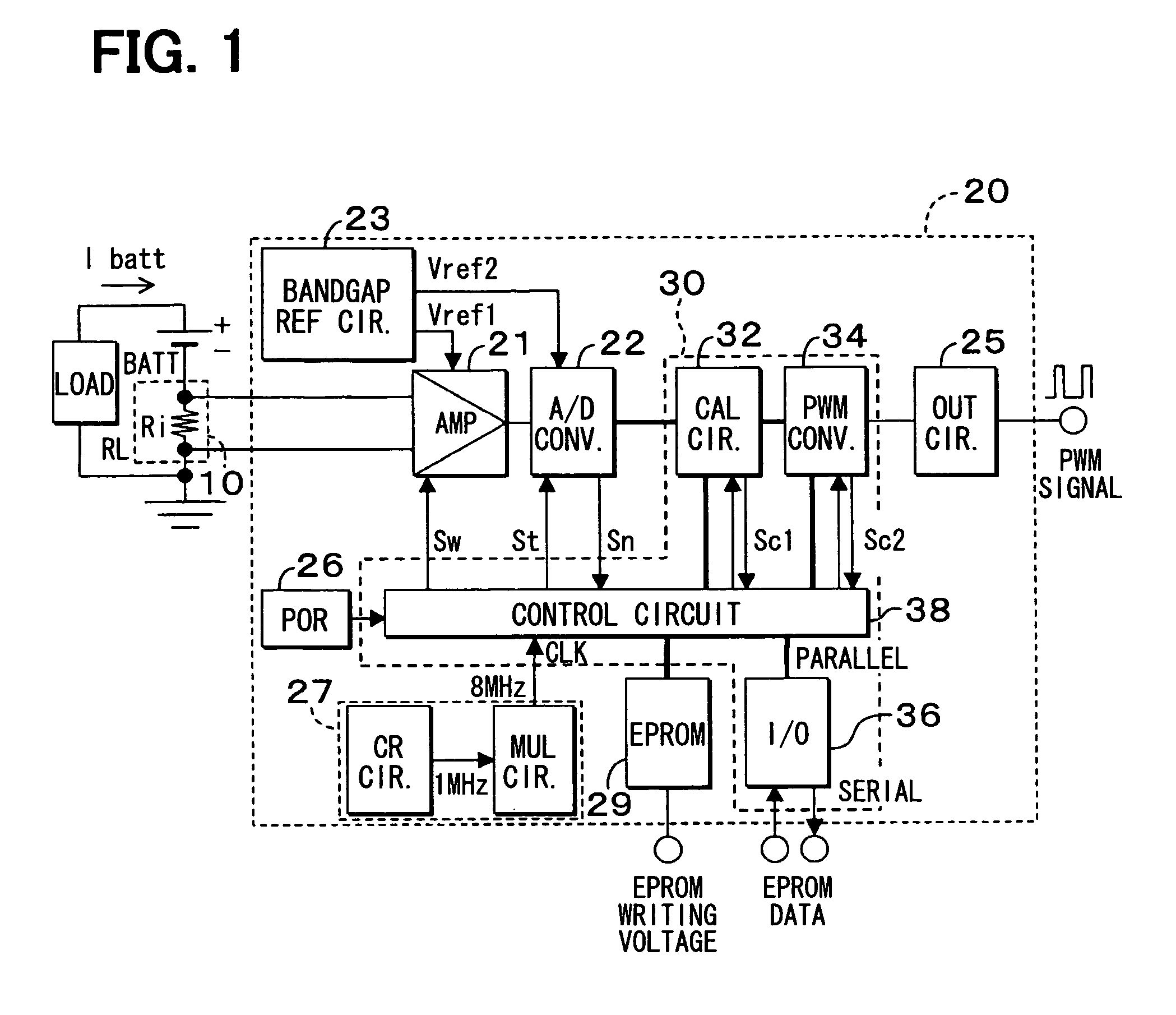 Pulse width modulation output type sensor circuit for outputting a pulse having a width associated with a physical quantity