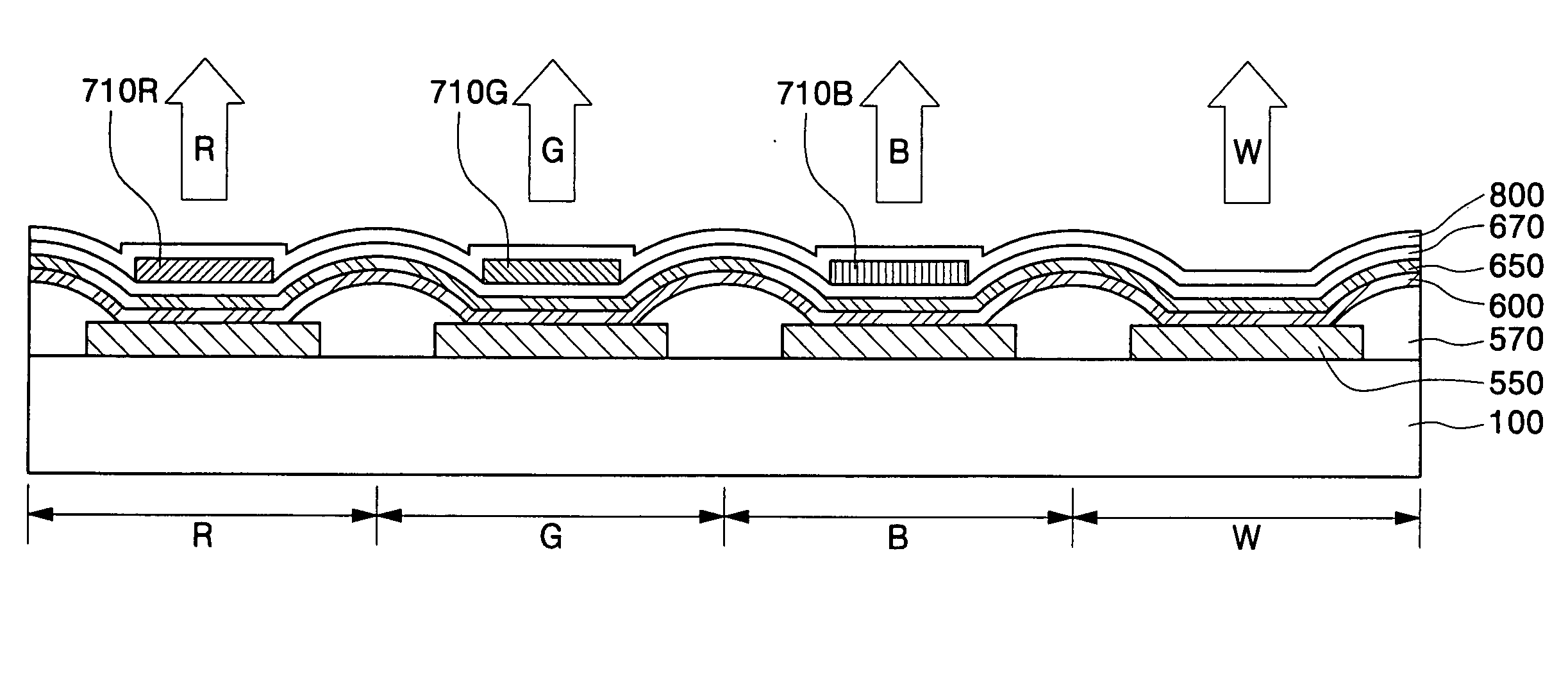 Full color organic light-emtting device having color modulation layer