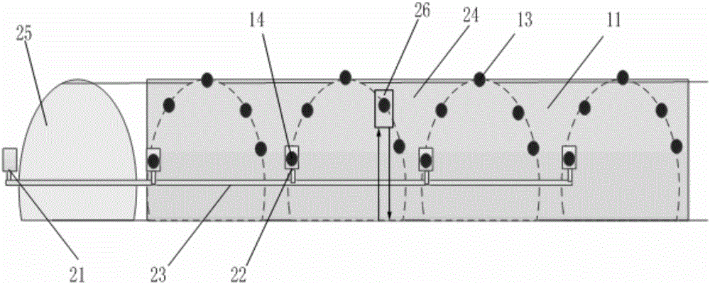 Measuring device and method for vertical displacement and ground surface settlement of large structure body