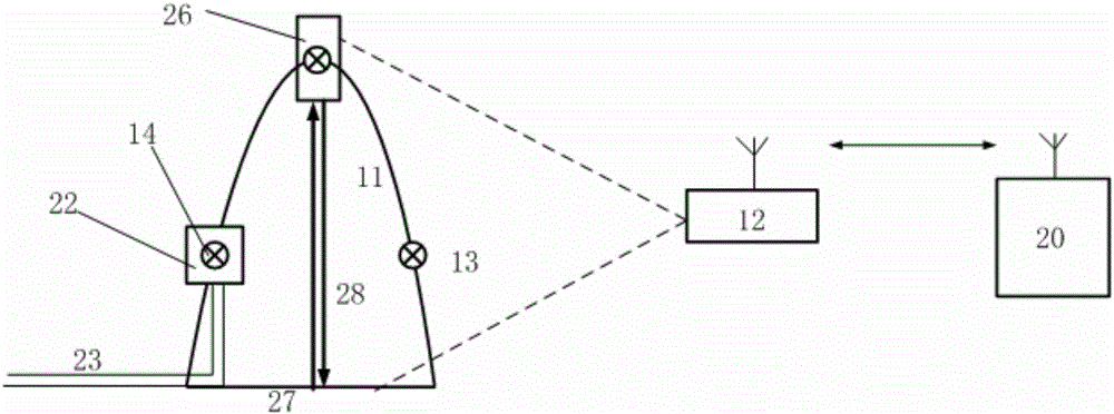 Measuring device and method for vertical displacement and ground surface settlement of large structure body