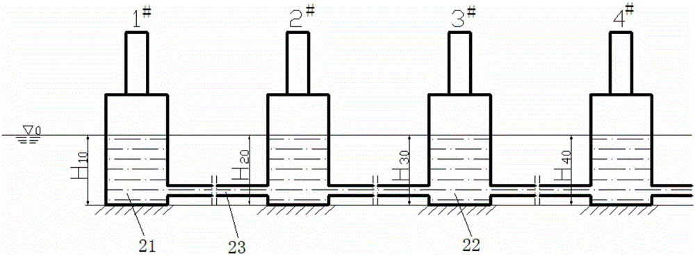 Measuring device and method for vertical displacement and ground surface settlement of large structure body