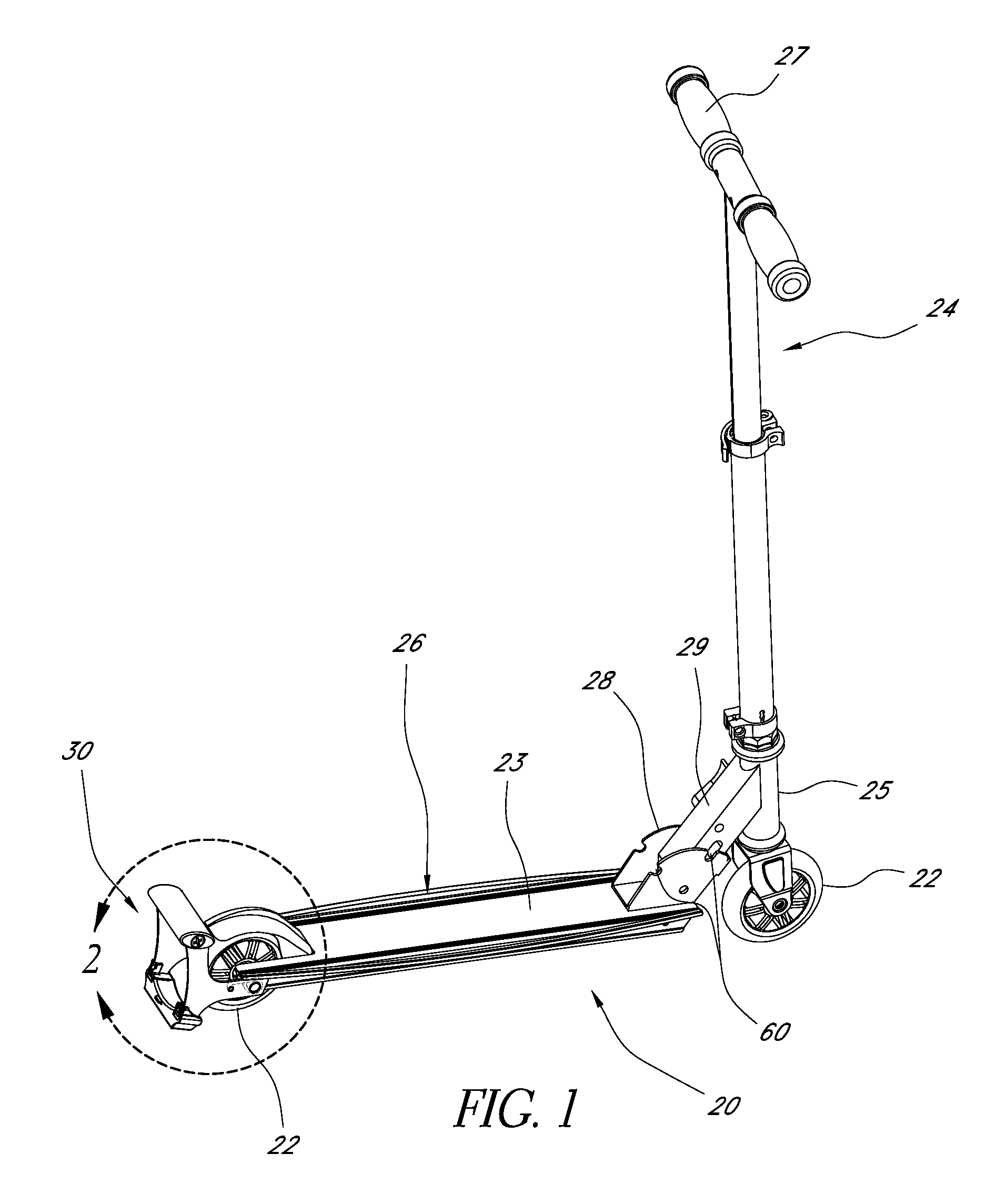 Marking device for scooter and removable marking cartridge