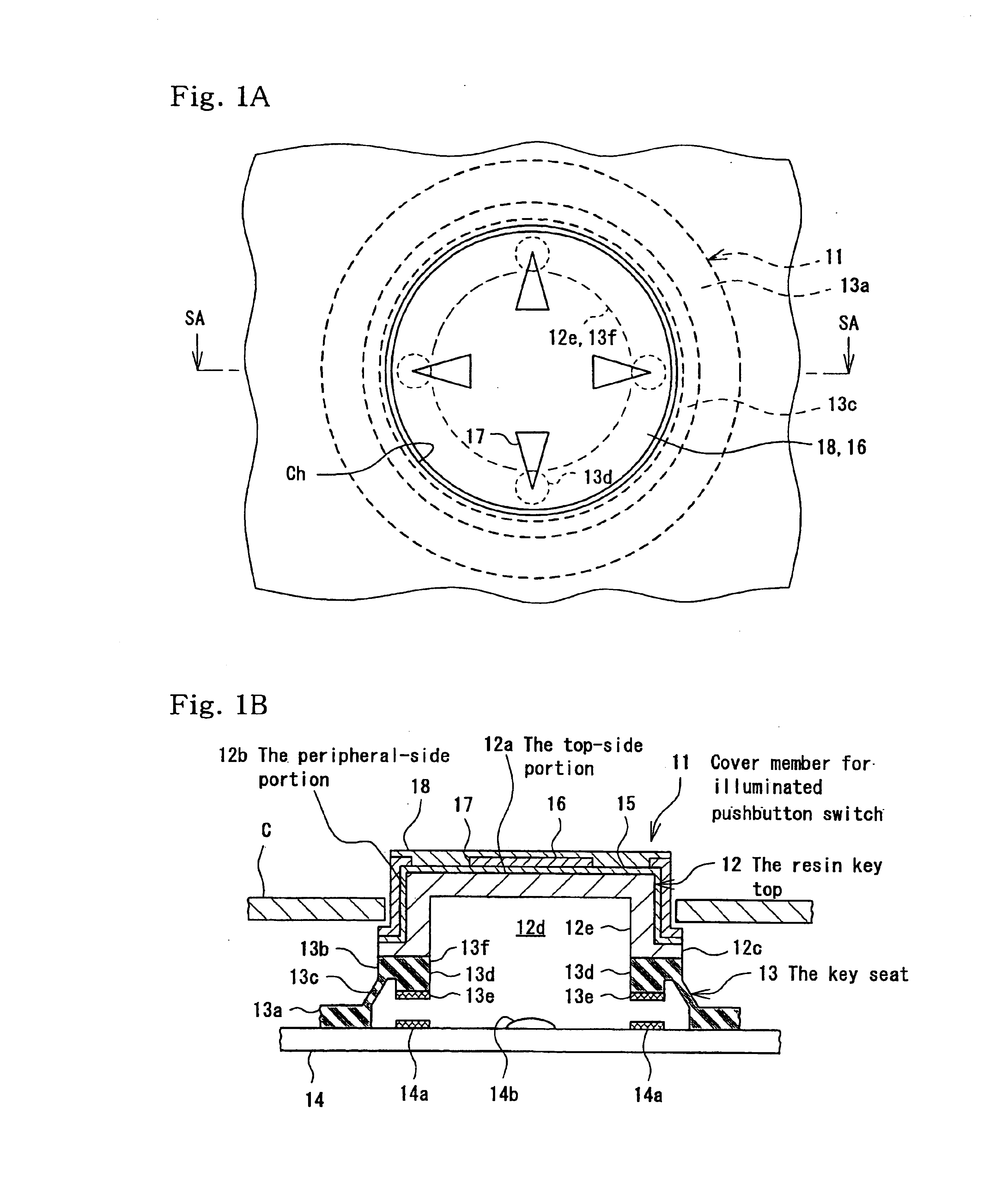 Cover member for illuminated pushbutton switch