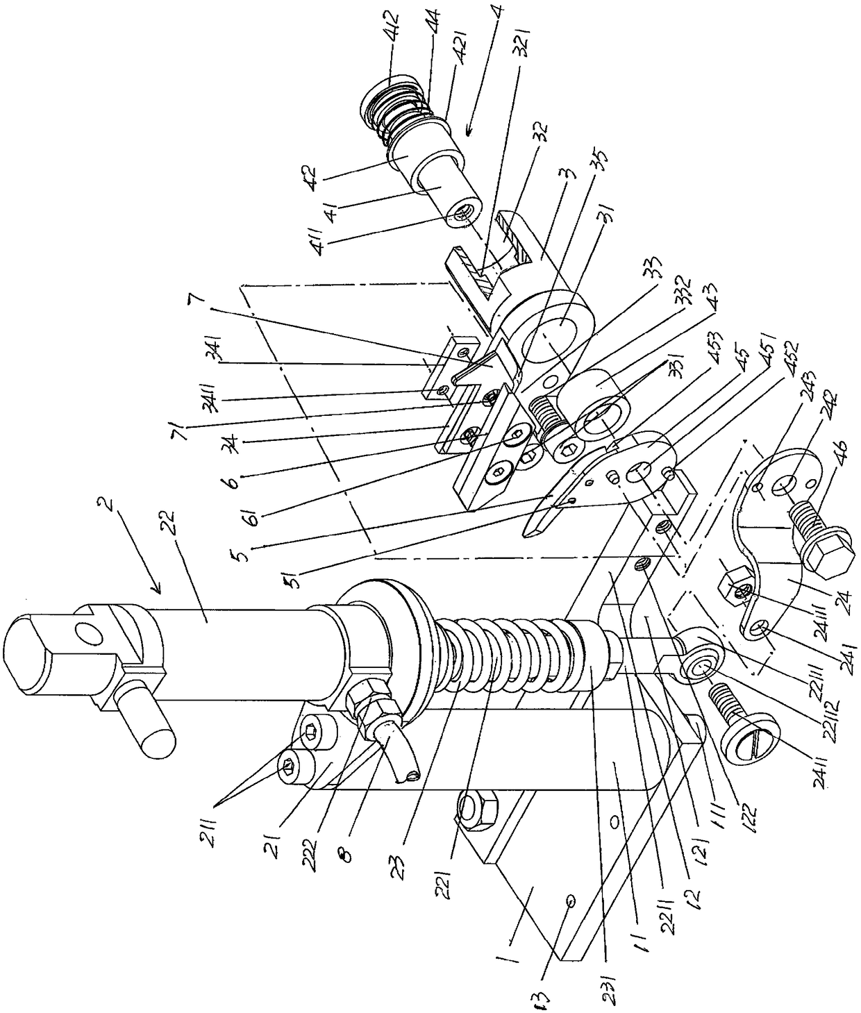 Weft yarn scissor device used for rapier loom