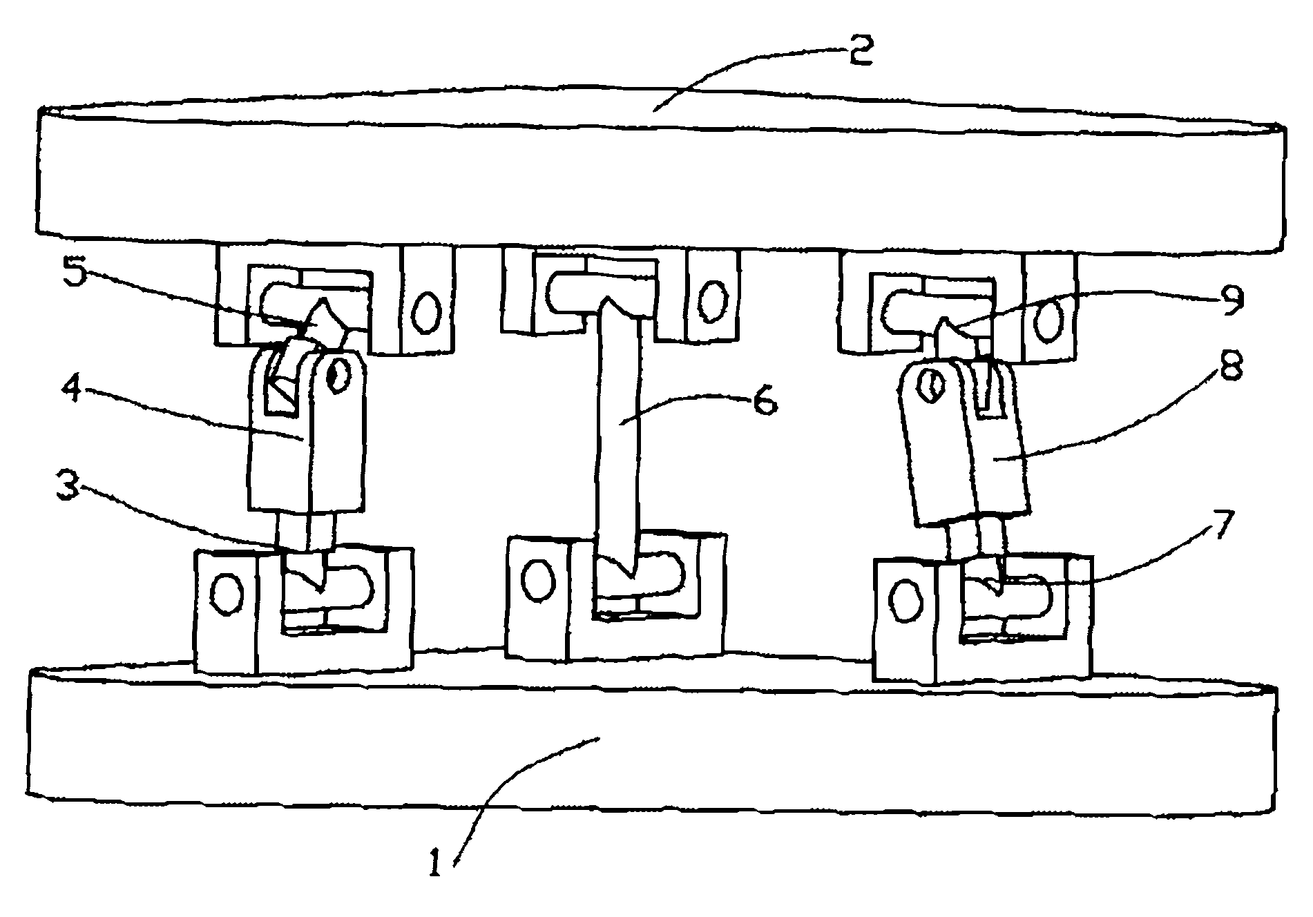 Rotationally decoupling two-degree freedom leveling mechanism